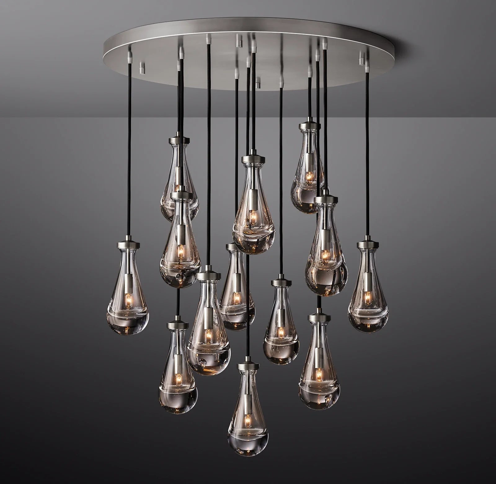 Raindrop Glass Round Chandelier – Ava