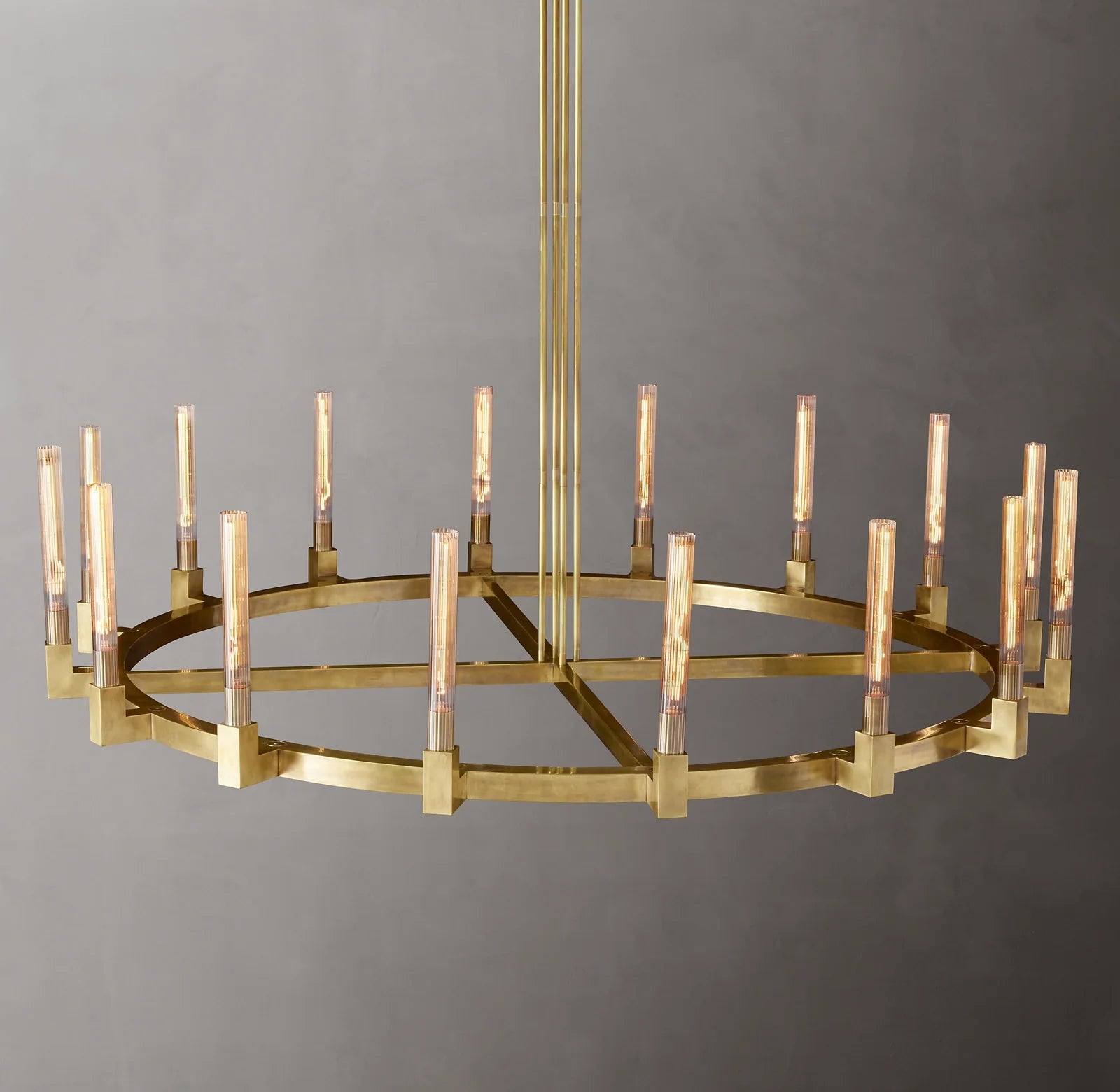 Fluted-Glass Candlestick Round Chandelier - Cannele