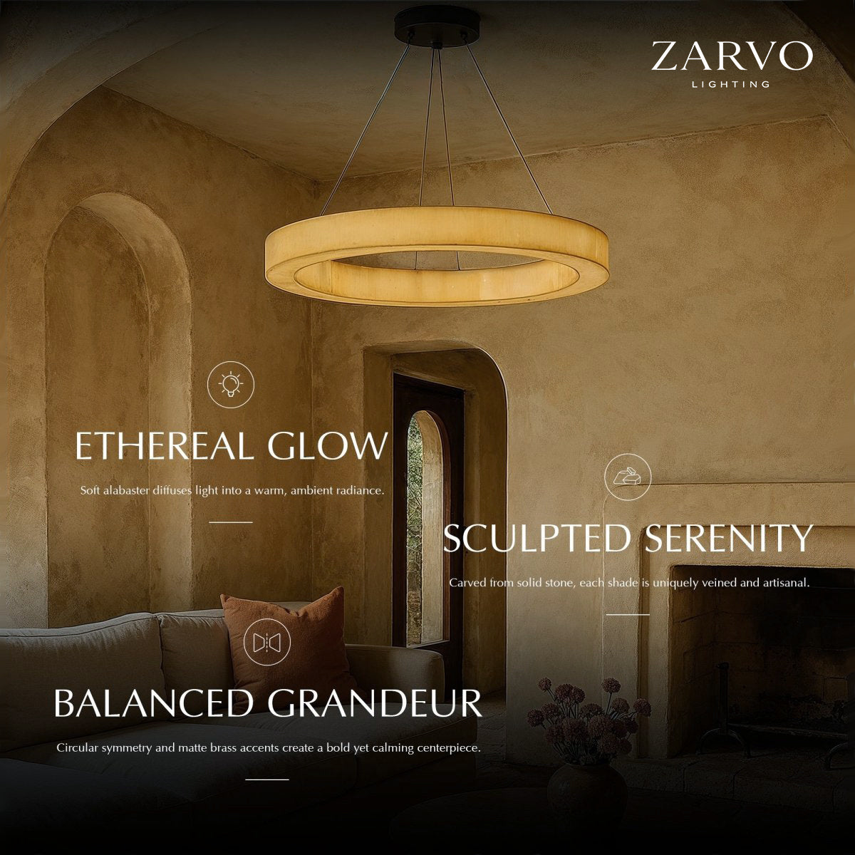 Teva Round Alabaster Chandelier