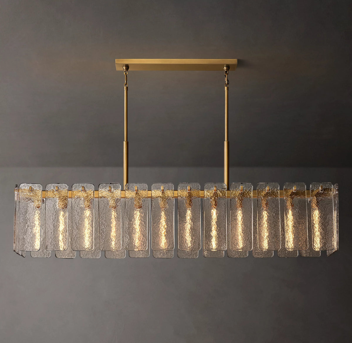 Textured Glass Rectangular Chandelier - Calamette