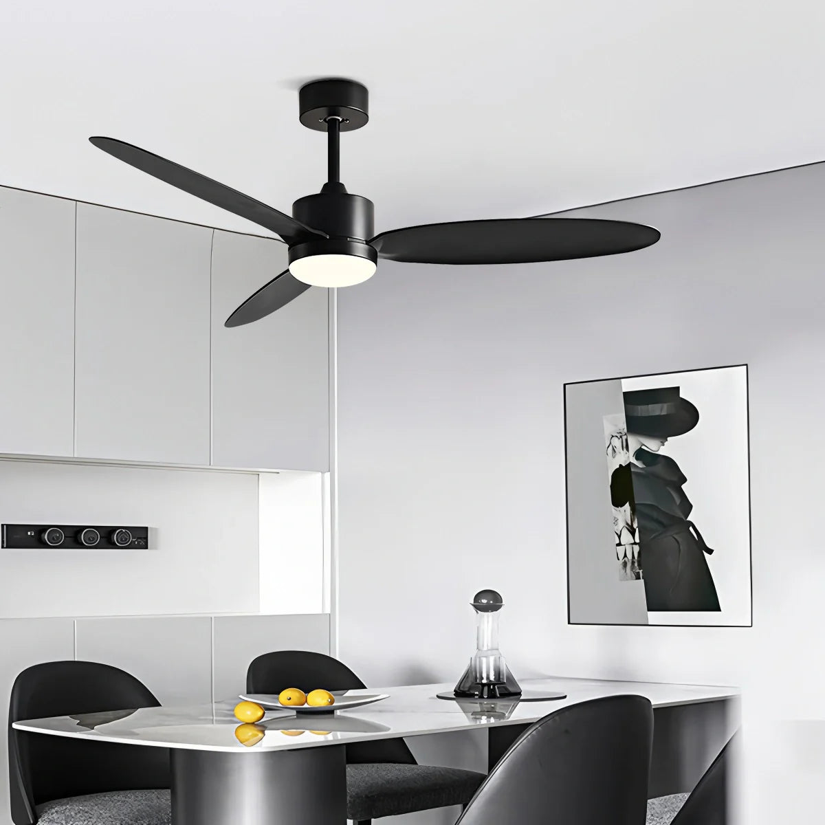3-Blade Ceiling Fan With Light for Bedroom