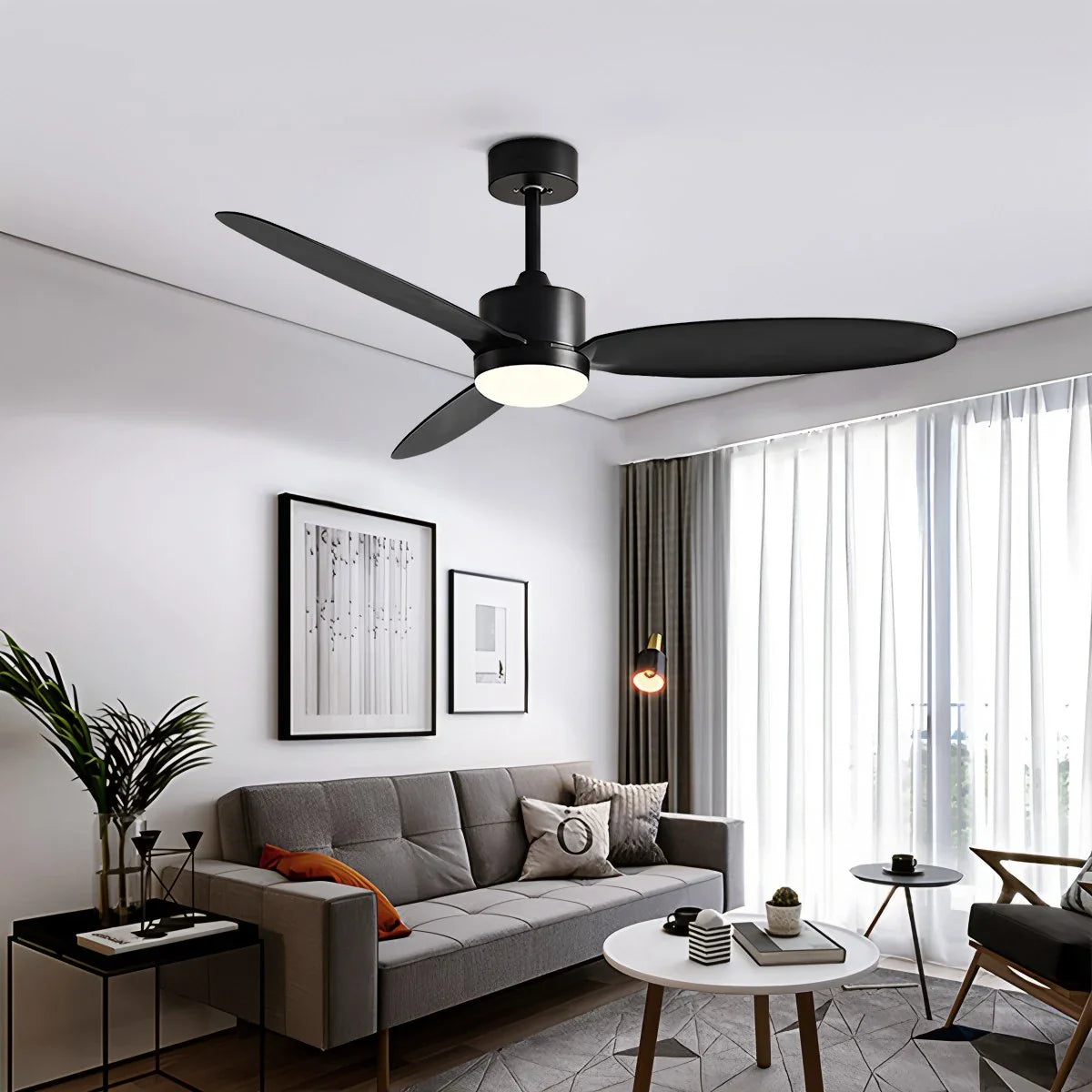 3-Blade Ceiling Fan With Light for Bedroom