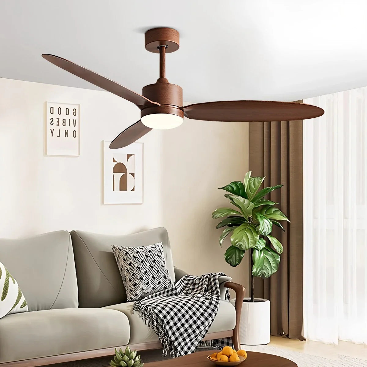 3-Blade Ceiling Fan With Light for Bedroom