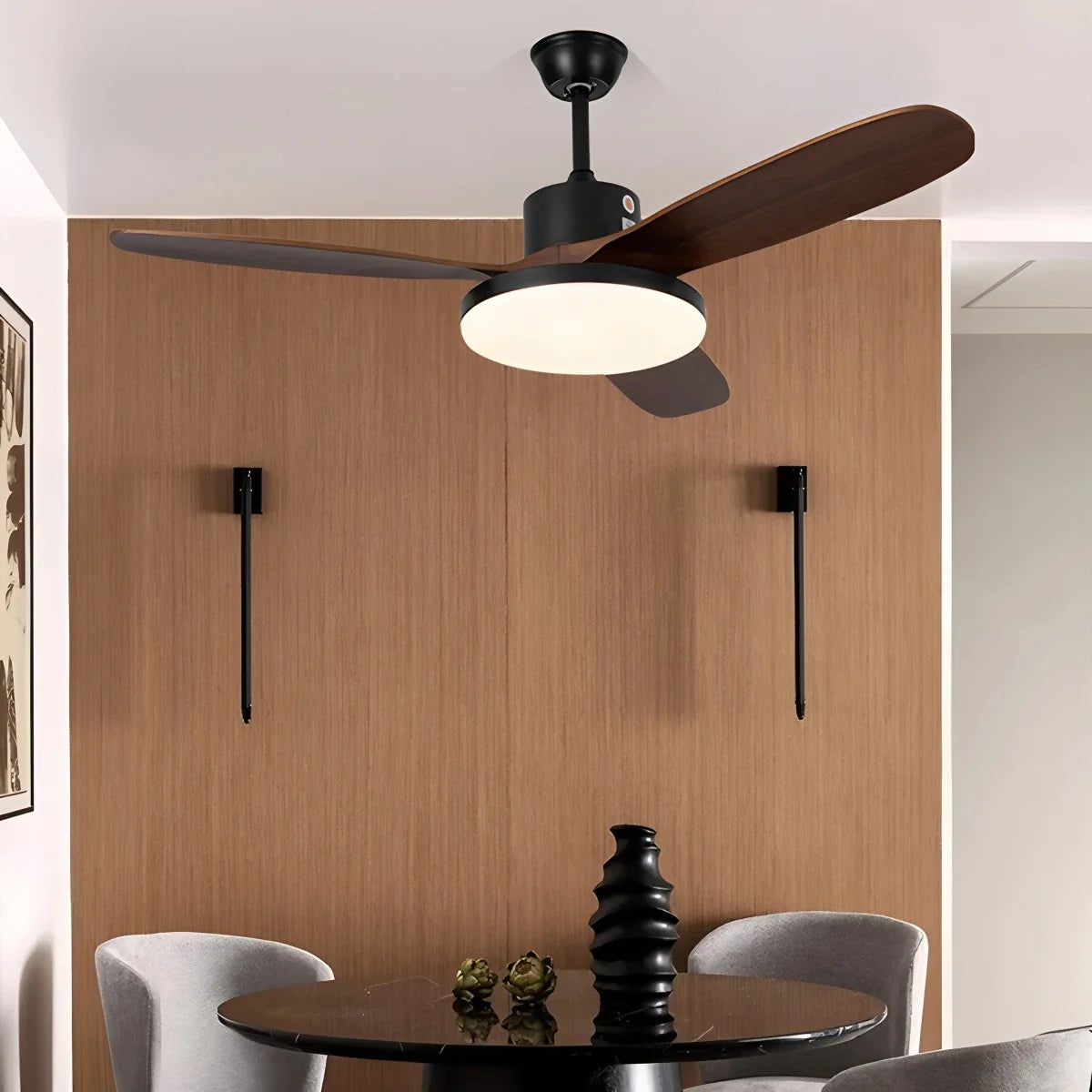 3 Wood Blade Ceiling Fan with Light