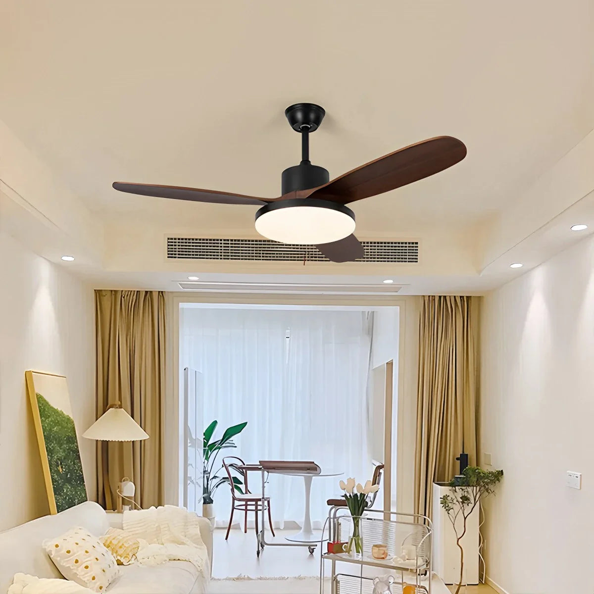 3 Wood Blade Ceiling Fan with Light