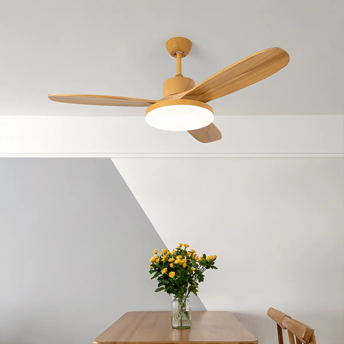 3 Wood Blade Ceiling Fan with Light