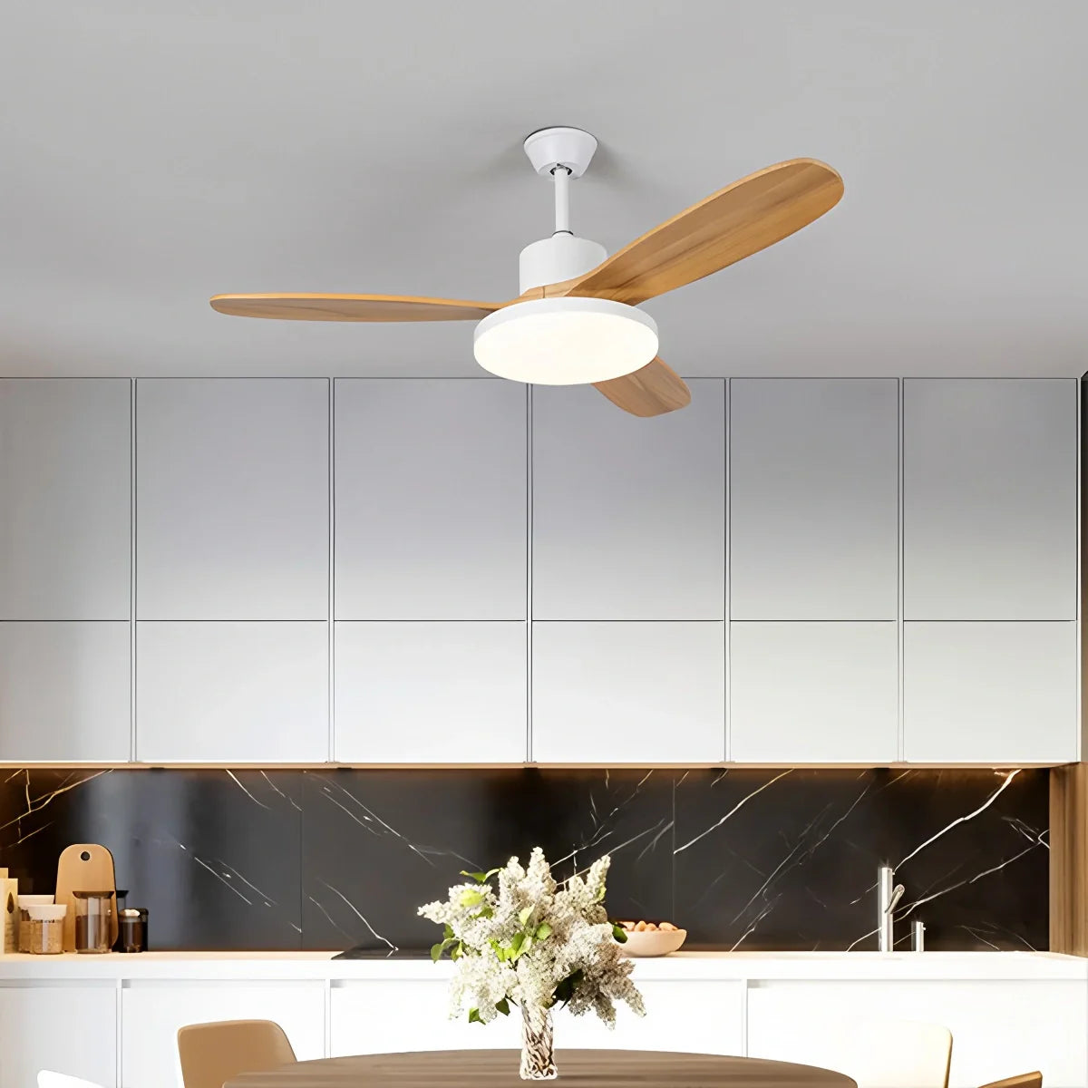 3 Wood Blade Ceiling Fan with Light
