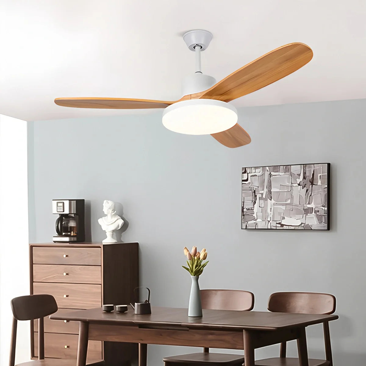 3 Wood Blade Ceiling Fan with Light