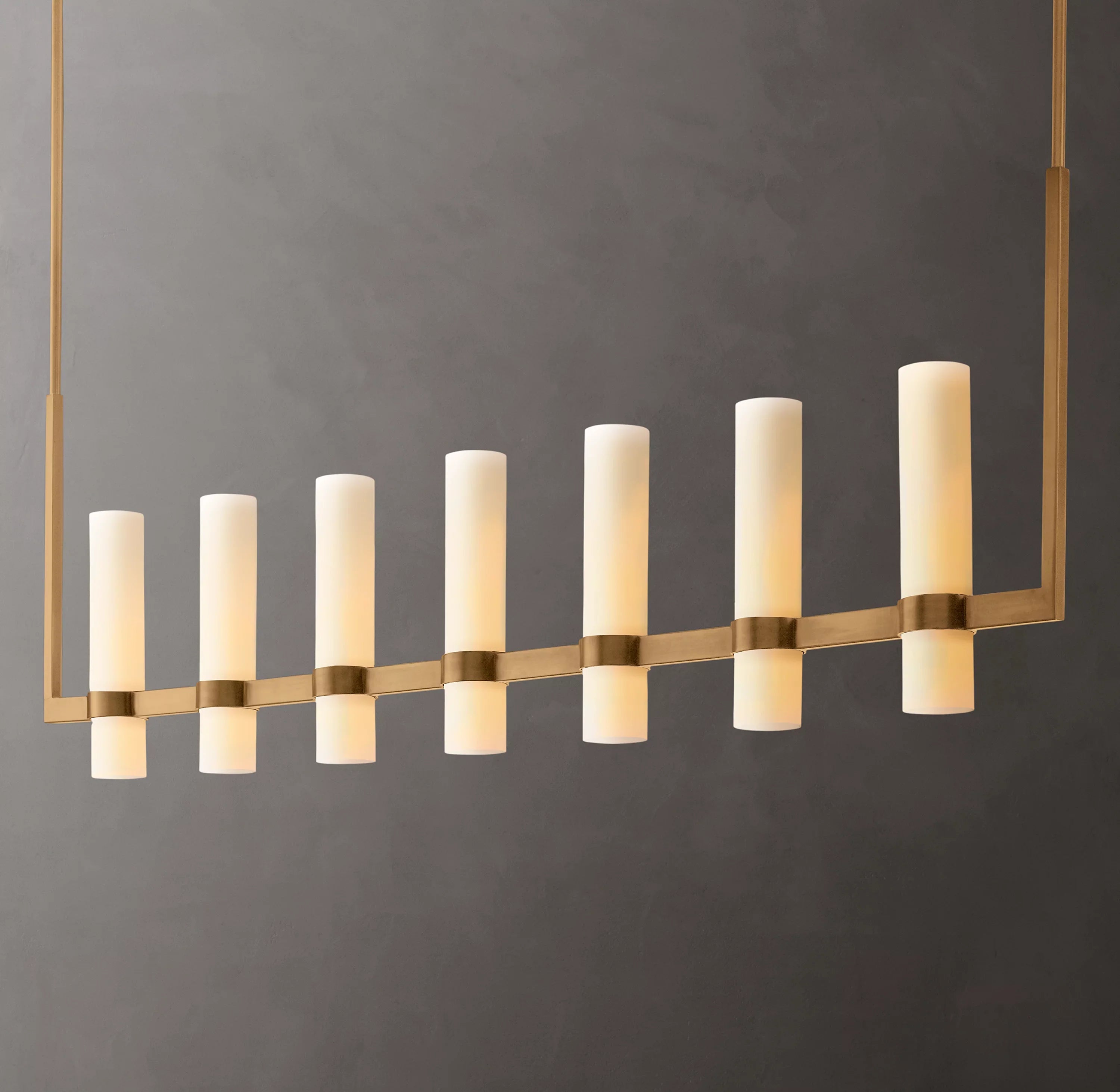 Cylindrical Milk Glass Linear Chandelier - Ravelle
