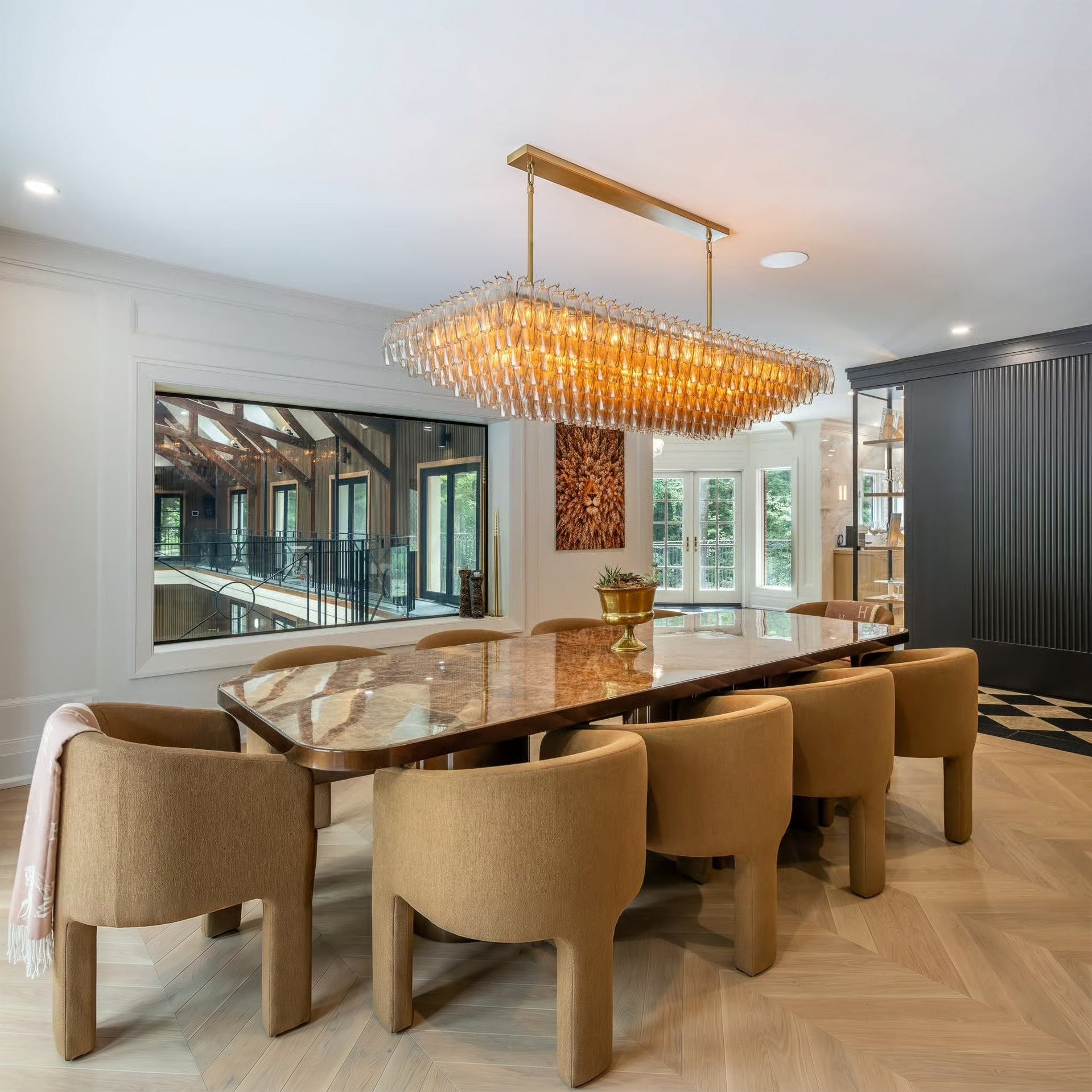 Clear Murano Glass Tiered Rectangular Chandelier - Chiara