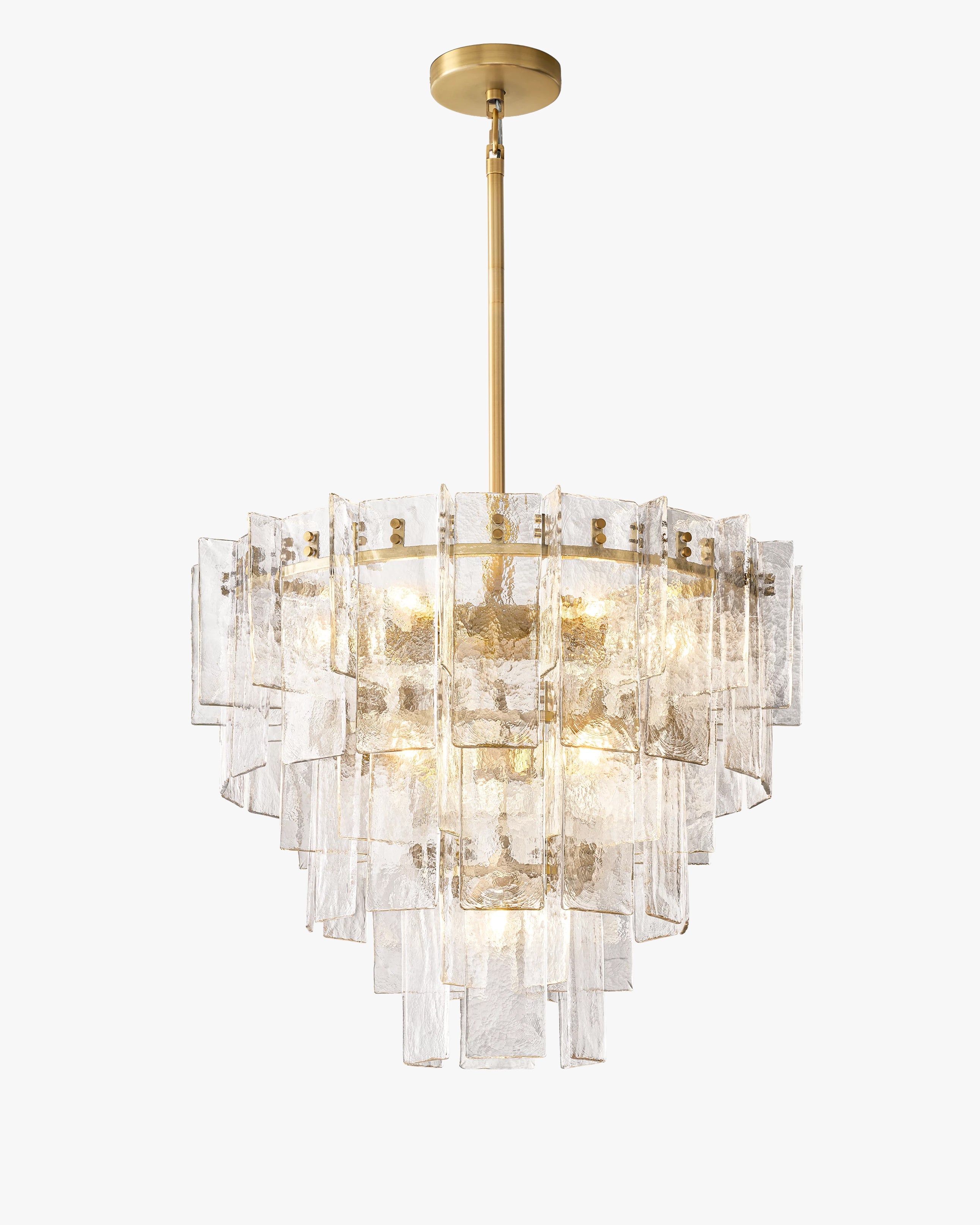 Clear Hammered Glass Tiered Chandelier - Lattice