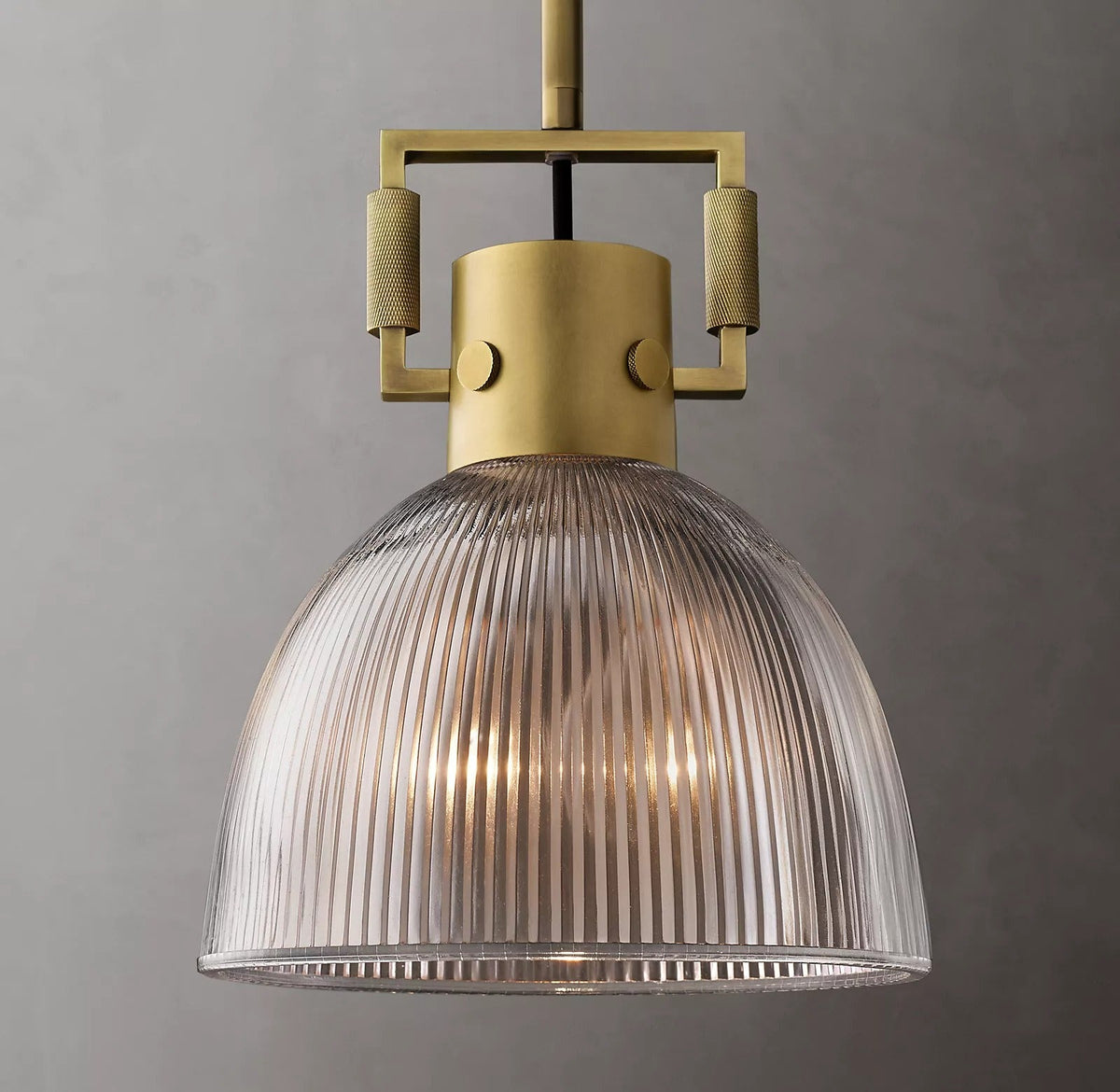 10 Inch Ribbed Glass Dome Pendant Light - Machinist