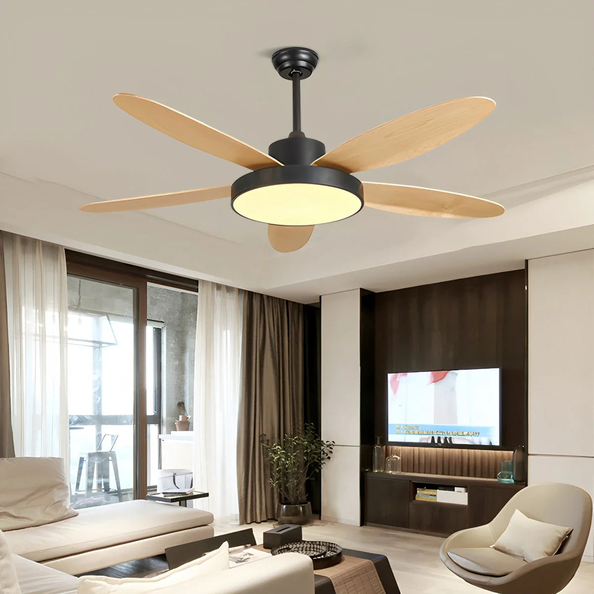 5 Blade Modern Ceiling Fan Lamp for Living Room