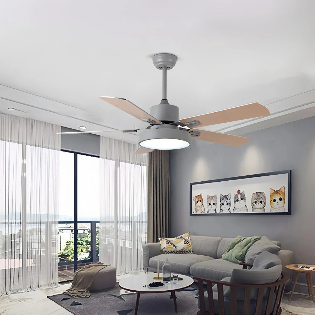 5 Blade Vintage Ceiling Fan Light for Living Room