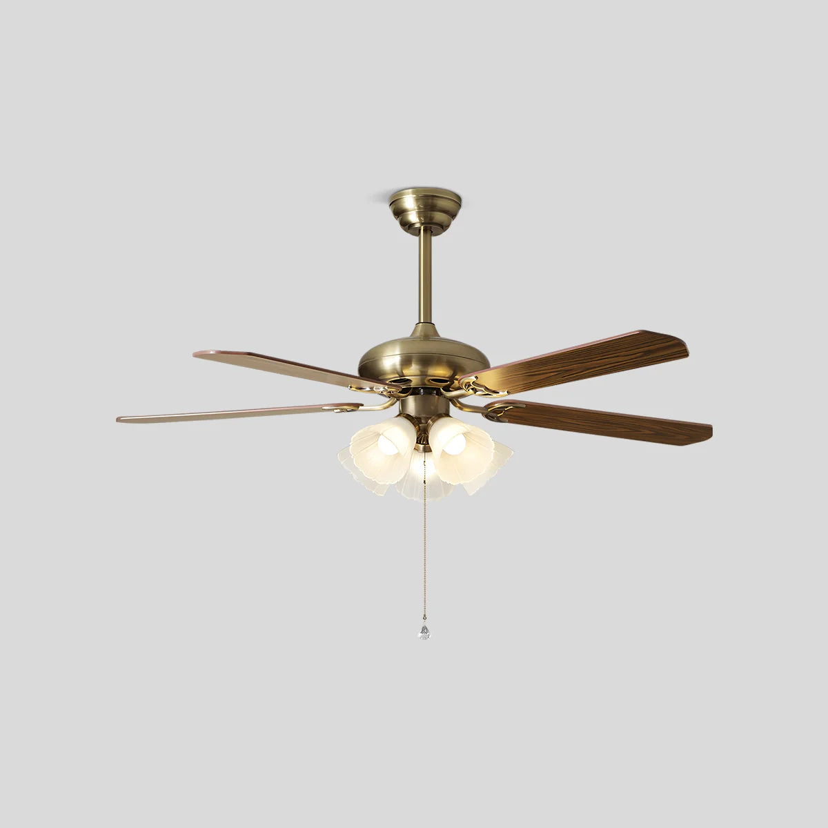Antizer American Retro Ceiling Fan Light for Dining Room 5 Heads