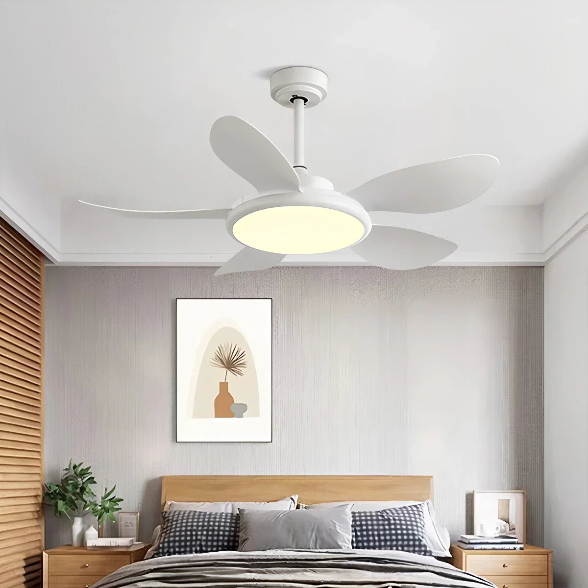 5-Blade Wood Ceiling Fan with Light for Living Room