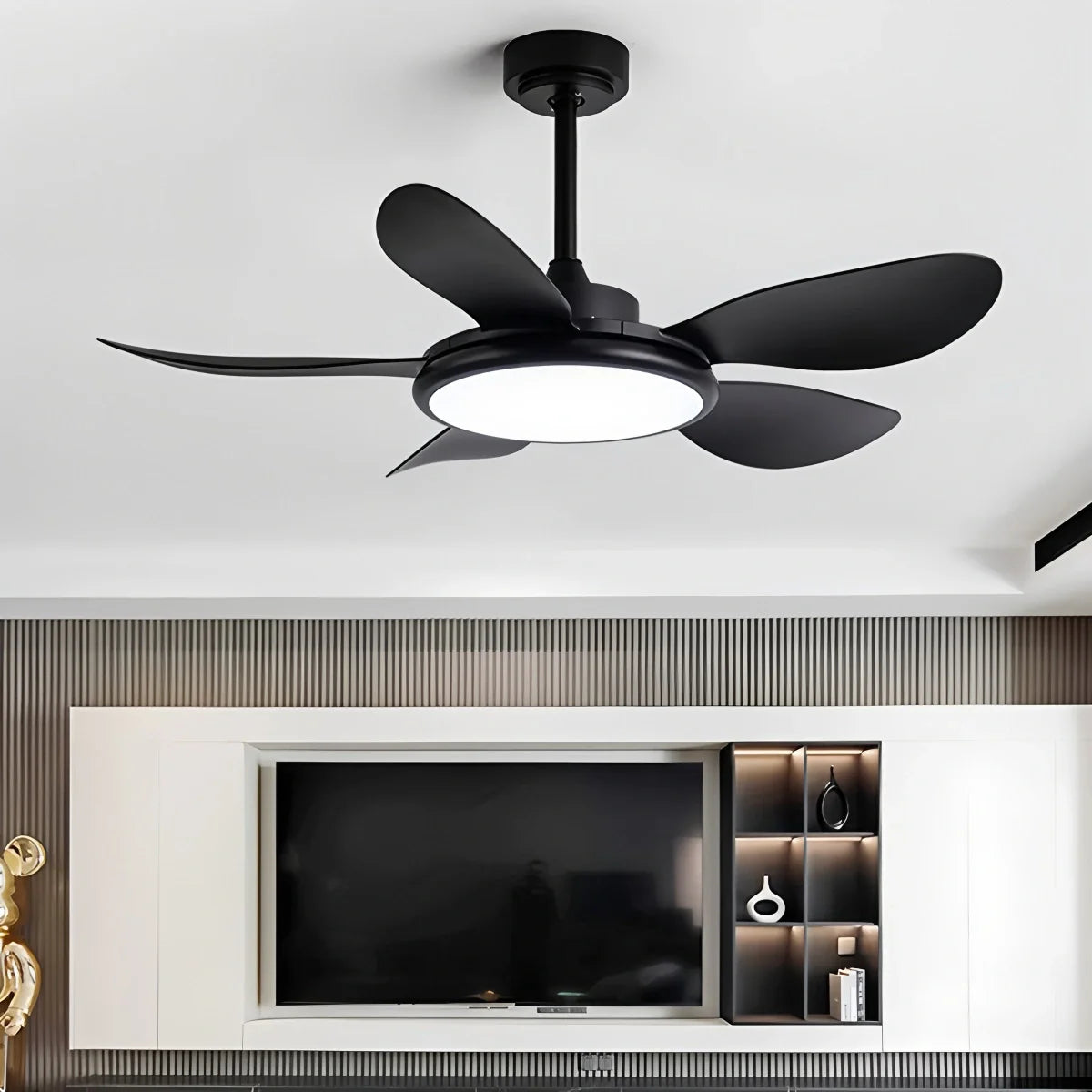 5-Blade Wood Ceiling Fan with Light for Living Room
