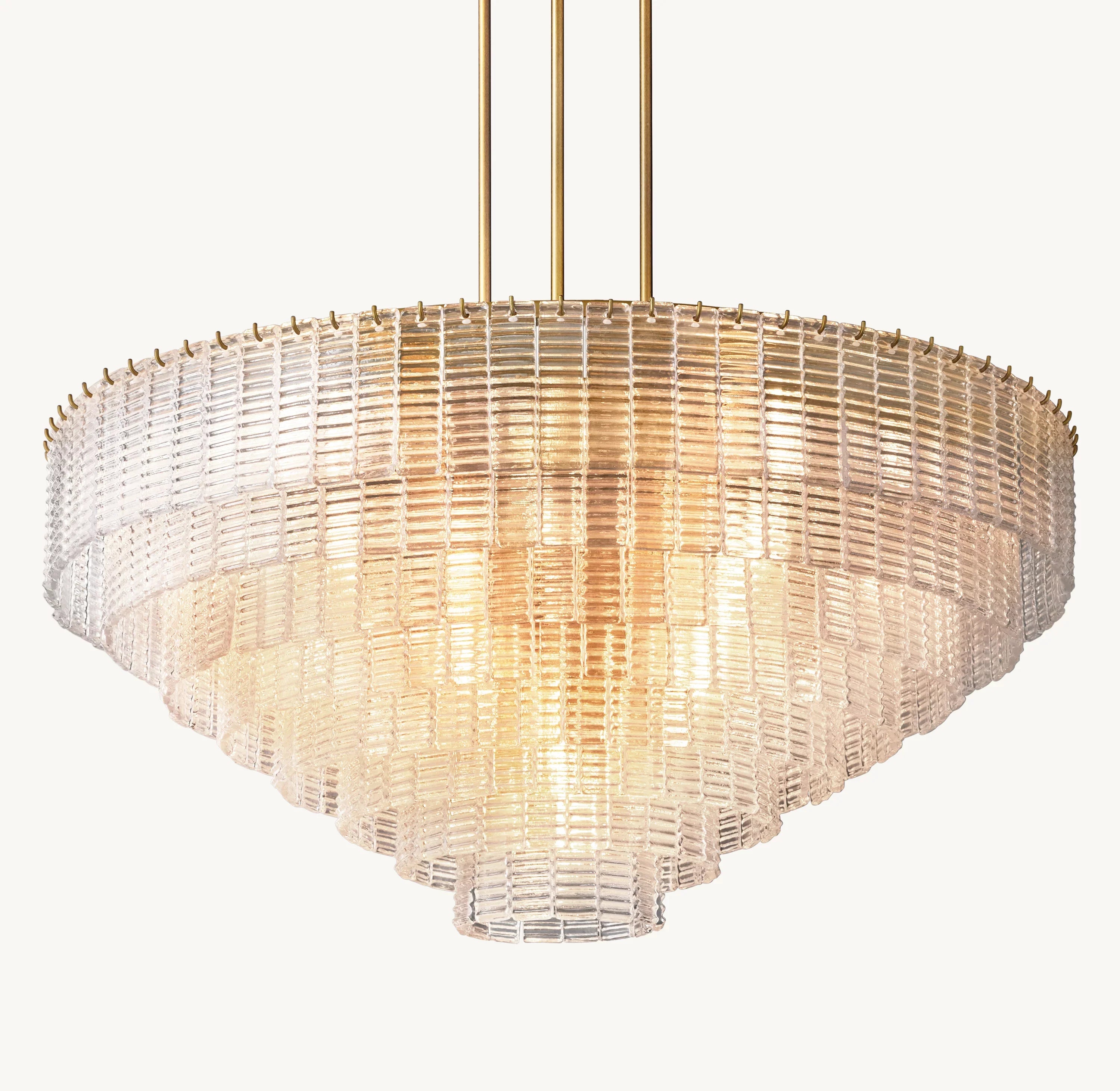 Ribbed Clear Glass Tiered Chandelier - Sirene