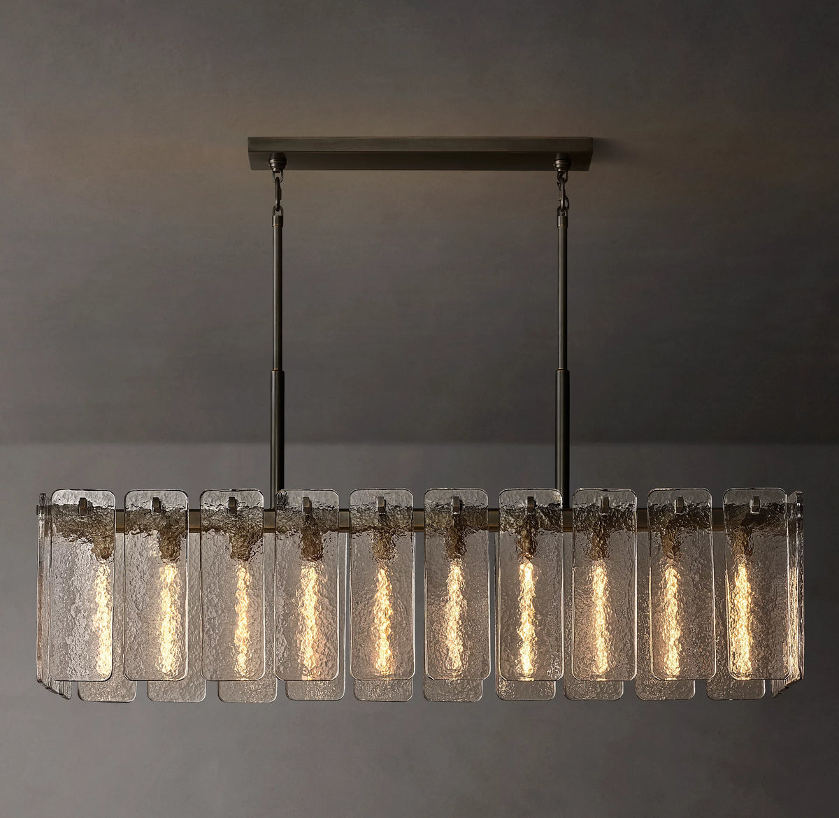Textured Glass Rectangular Chandelier - Calamette