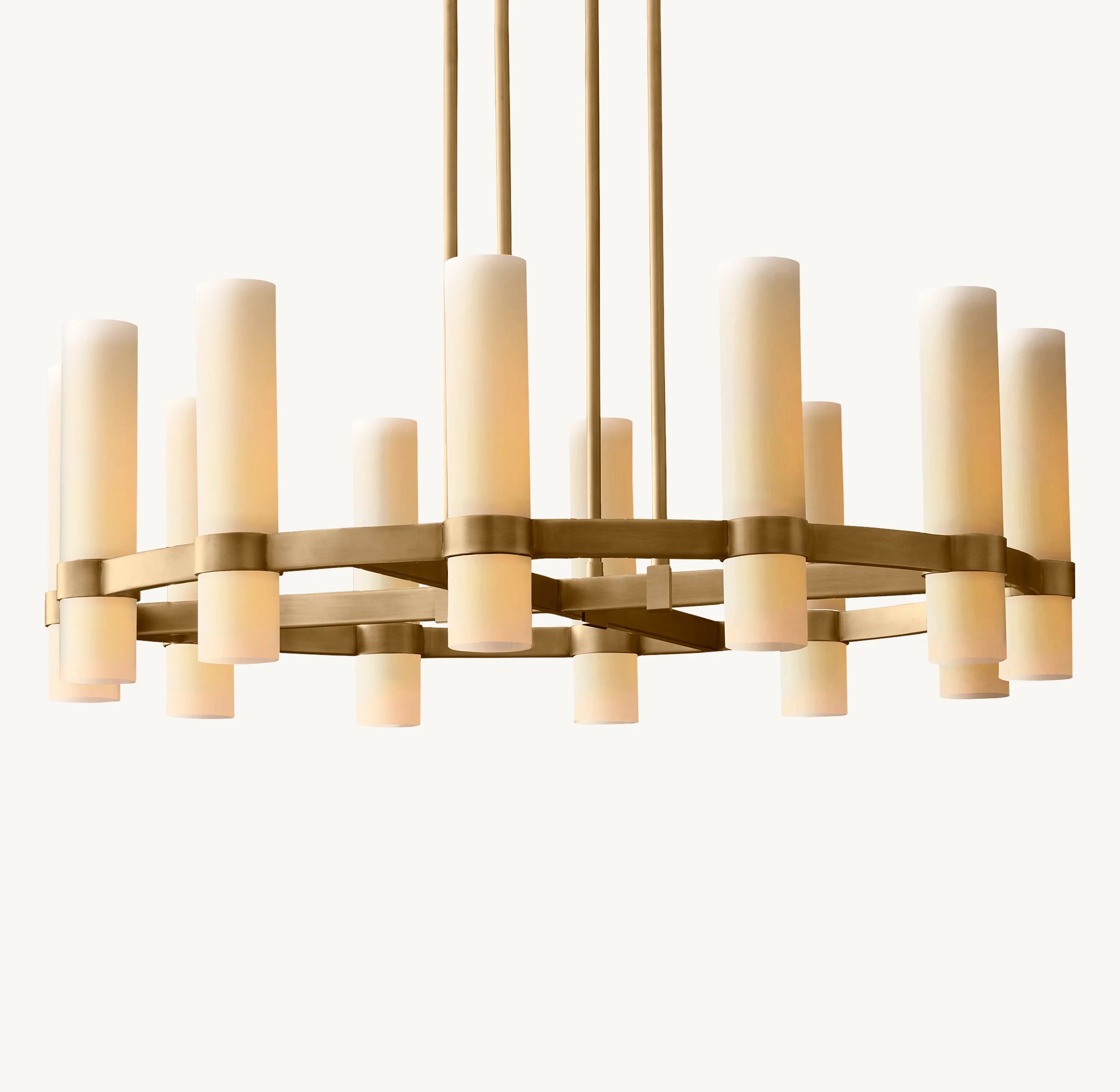 Cylindrical Milk Glass Round Chandelier - Ravelle