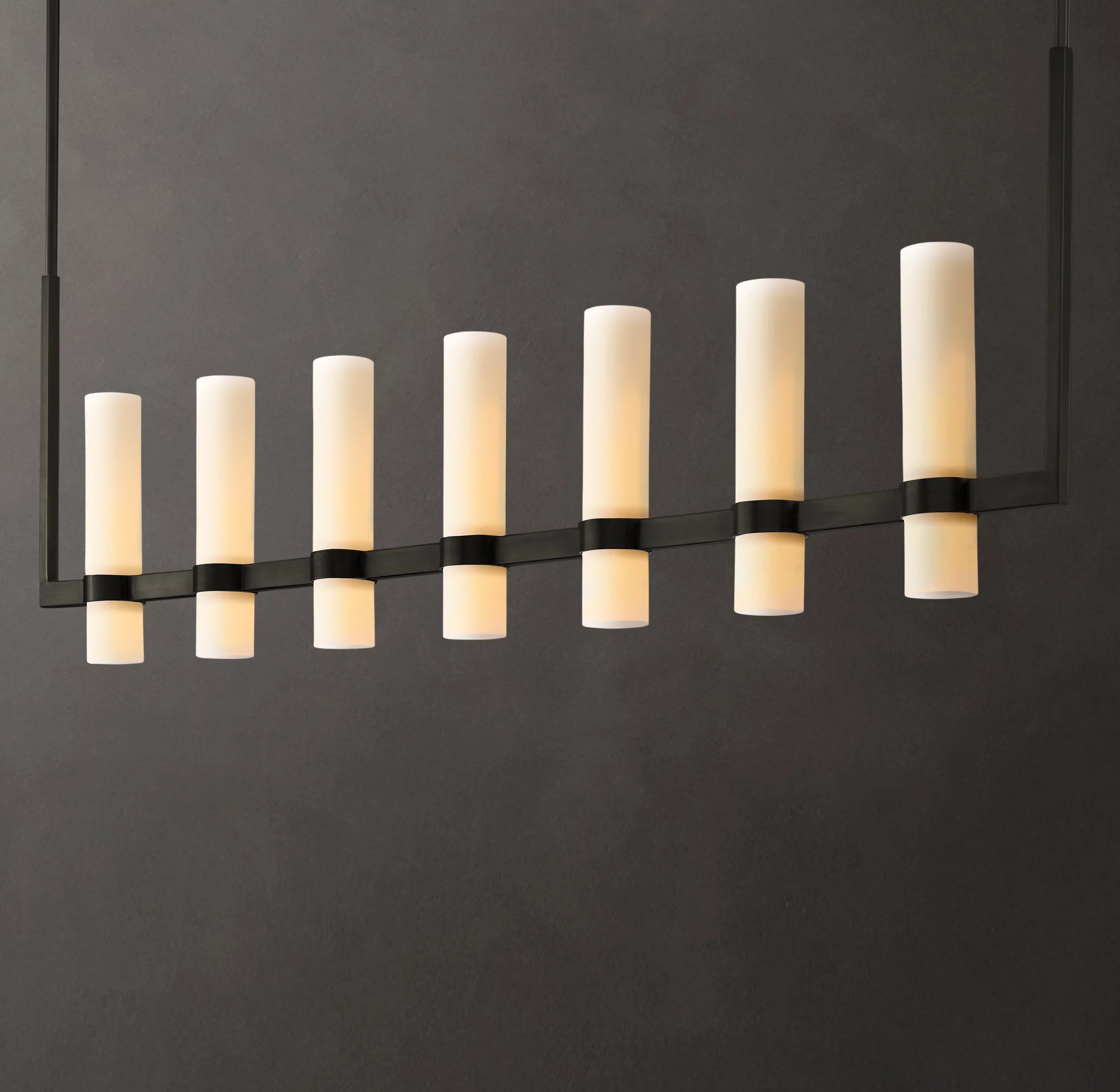 Cylindrical Milk Glass Linear Chandelier - Ravelle