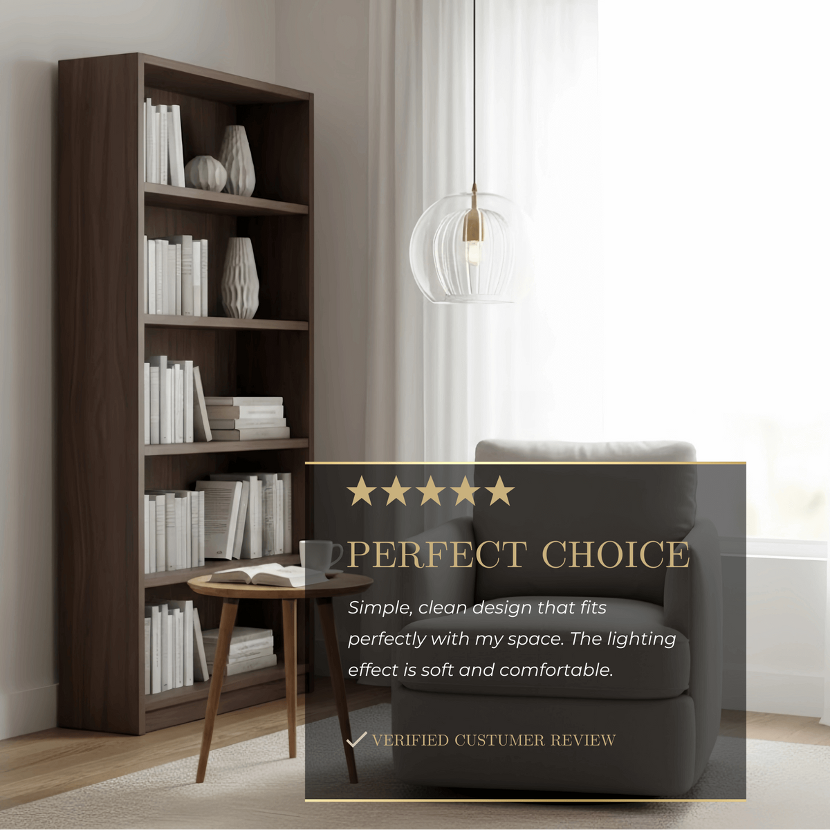 Vetro Nordic Globe Pendant Light – Clear or Amber Glass for Bedroom
