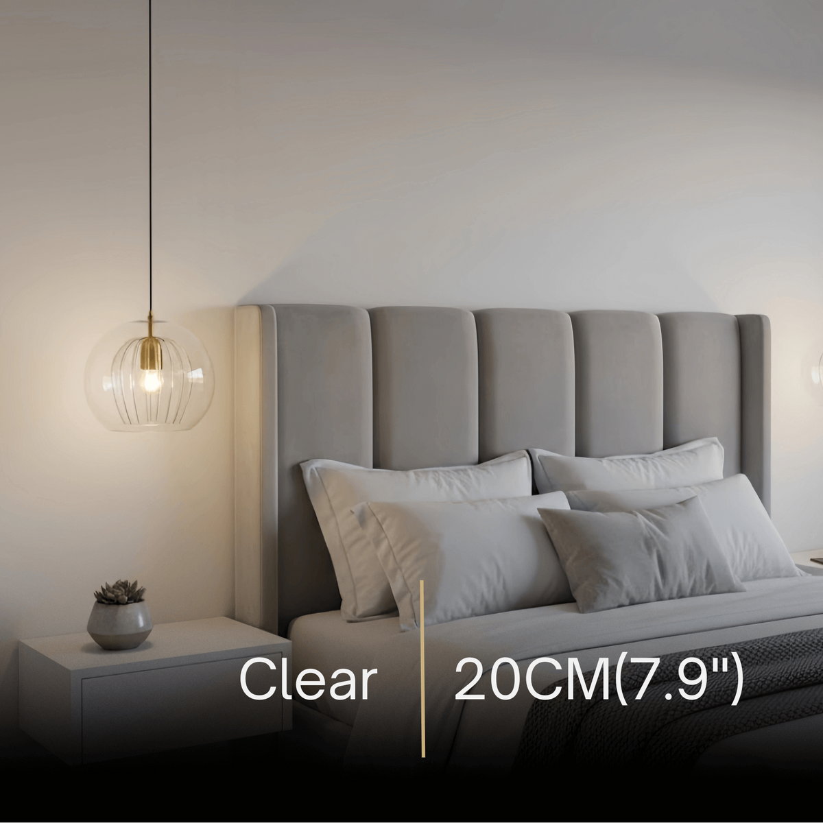 Vetro Nordic Globe Pendant Light – Clear or Amber Glass for Bedroom