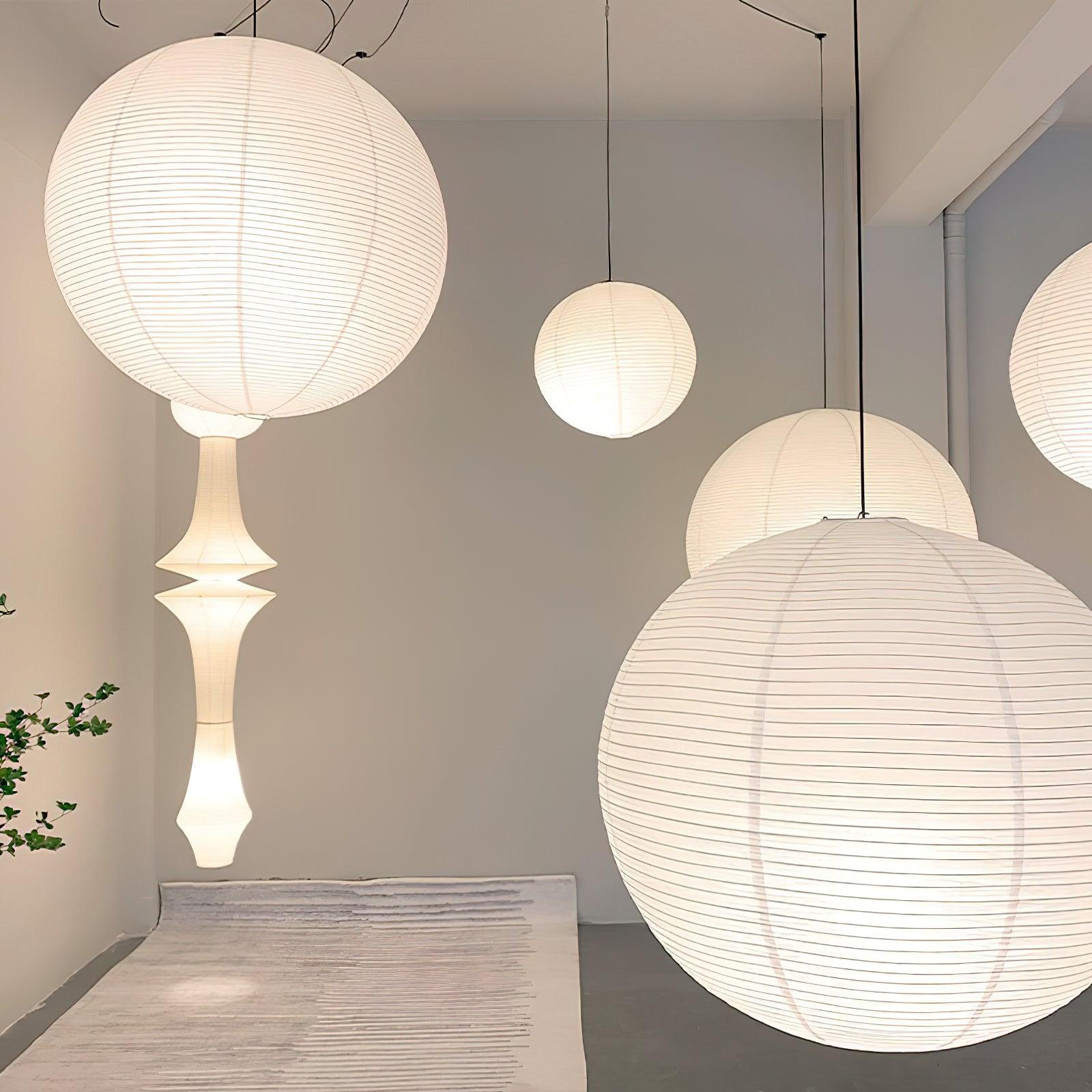 Akari A Round Swag Light (white plug wire)
