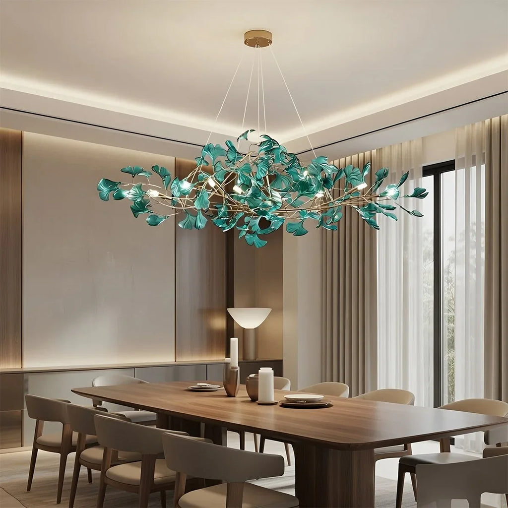 Antizer Acrylic Ginkgo Leaf Chandelier for Dining Area