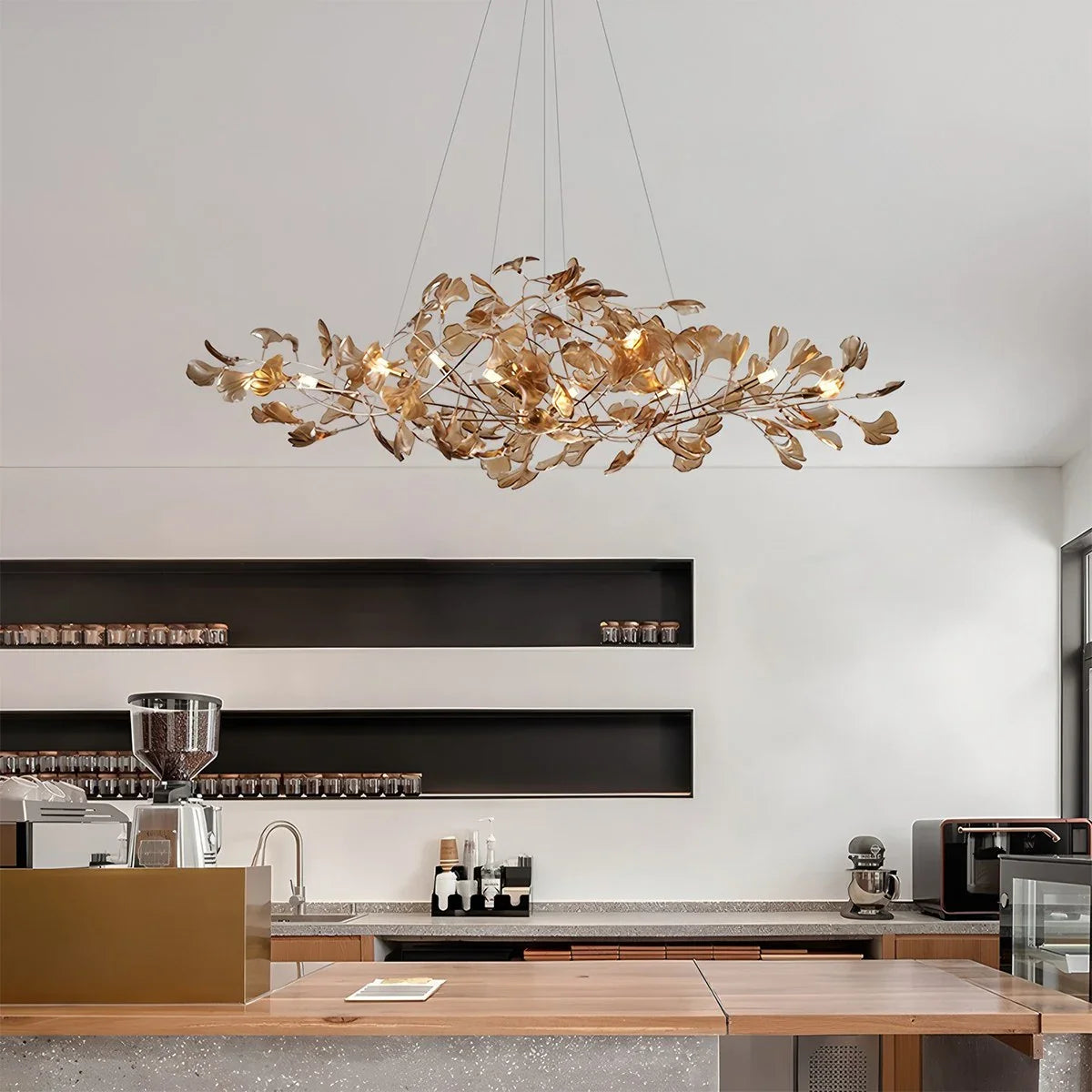 Antizer Acrylic Ginkgo Leaf Chandelier for Dining Area