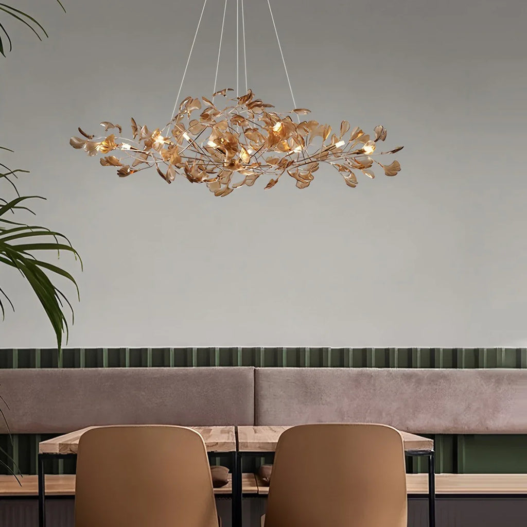 Antizer Acrylic Ginkgo Leaf Chandelier for Dining Area