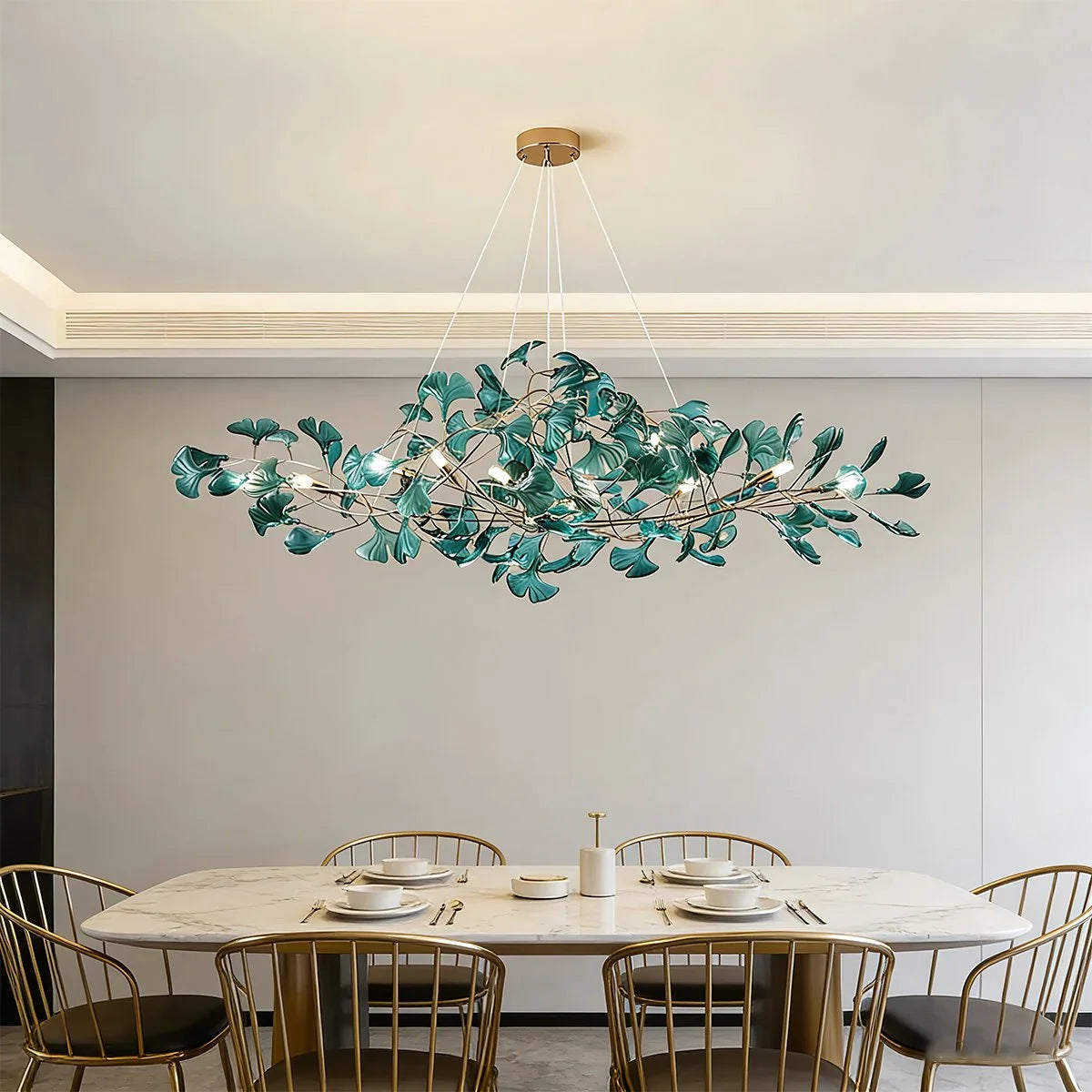 Antizer Acrylic Ginkgo Leaf Chandelier for Dining Area