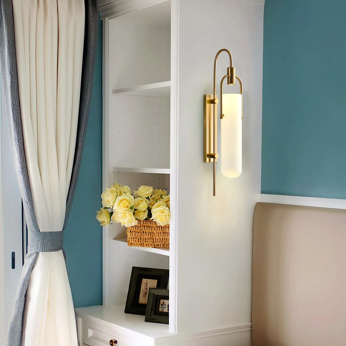 Zarvo Modern Arc Glass Wall Lamp for Bedroom