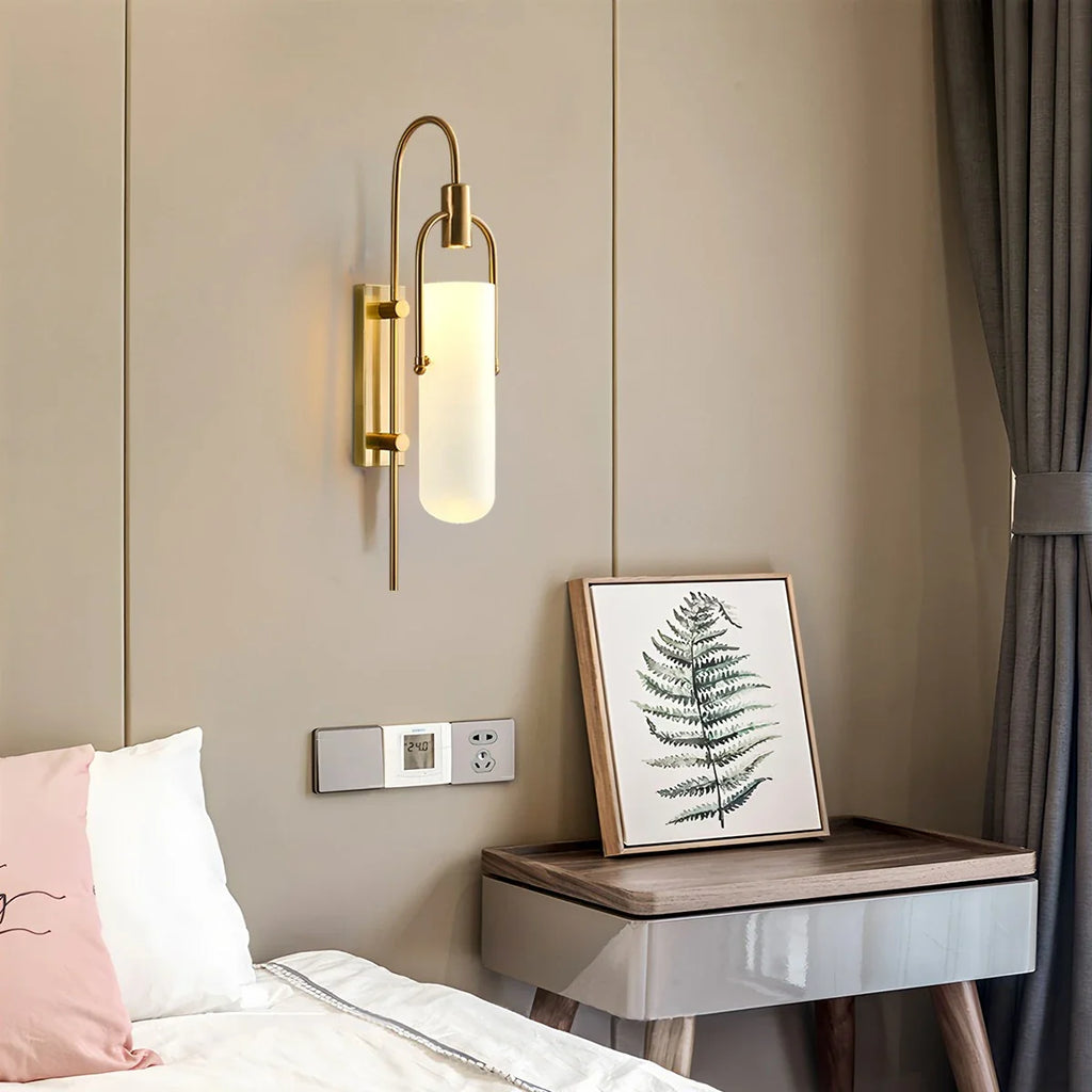 Zarvo Modern Arc Glass Wall Lamp for Bedroom