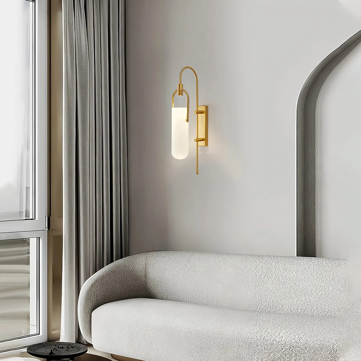 Zarvo Modern Arc Glass Wall Lamp for Bedroom