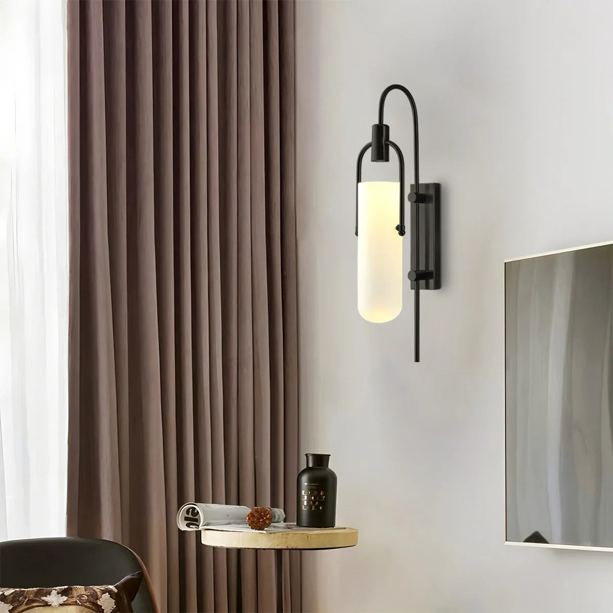 Zarvo Modern Arc Glass Wall Lamp for Bedroom