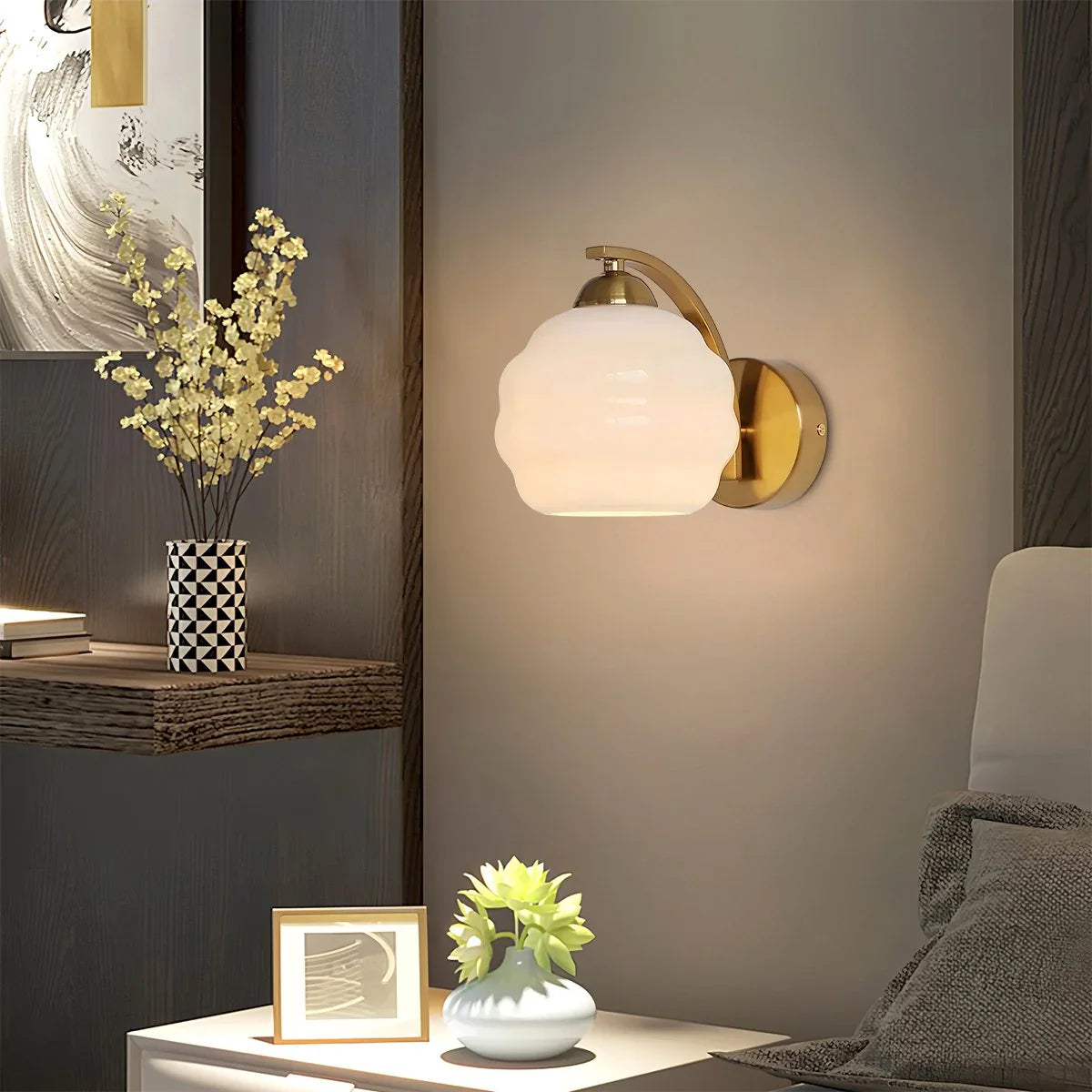 Zarvo Art Deco Vintage Glass Wall Lamp