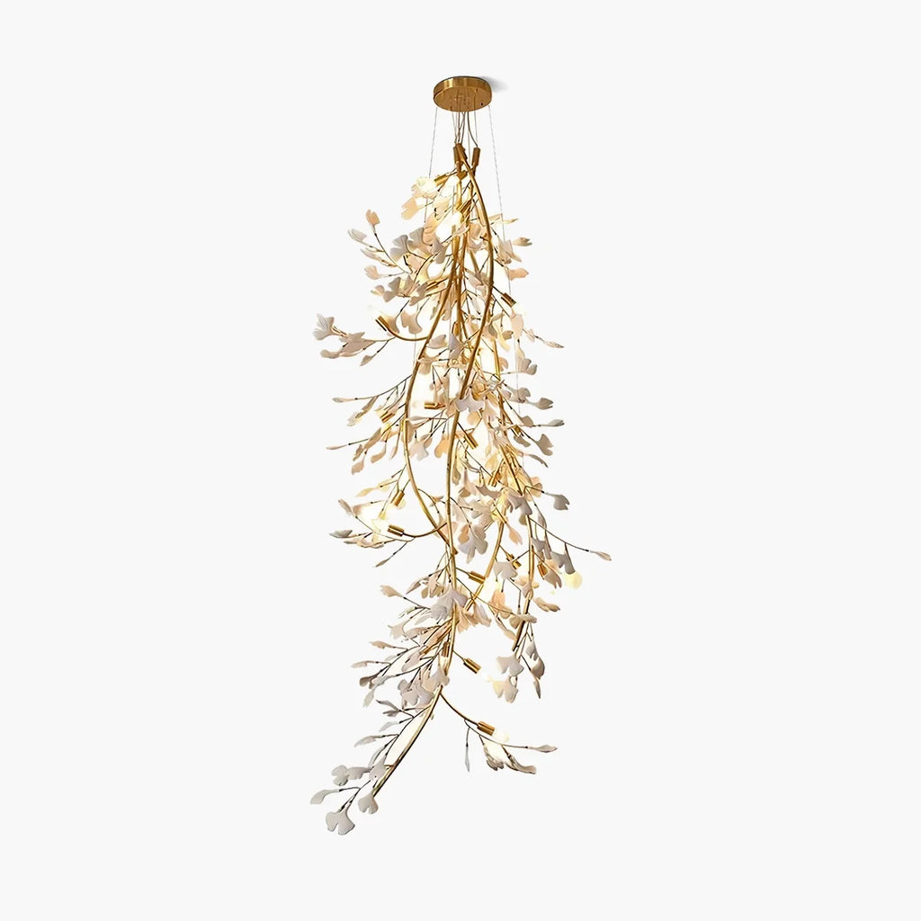 Antizer Gingko Long Branch Chandelier for High Ceiling