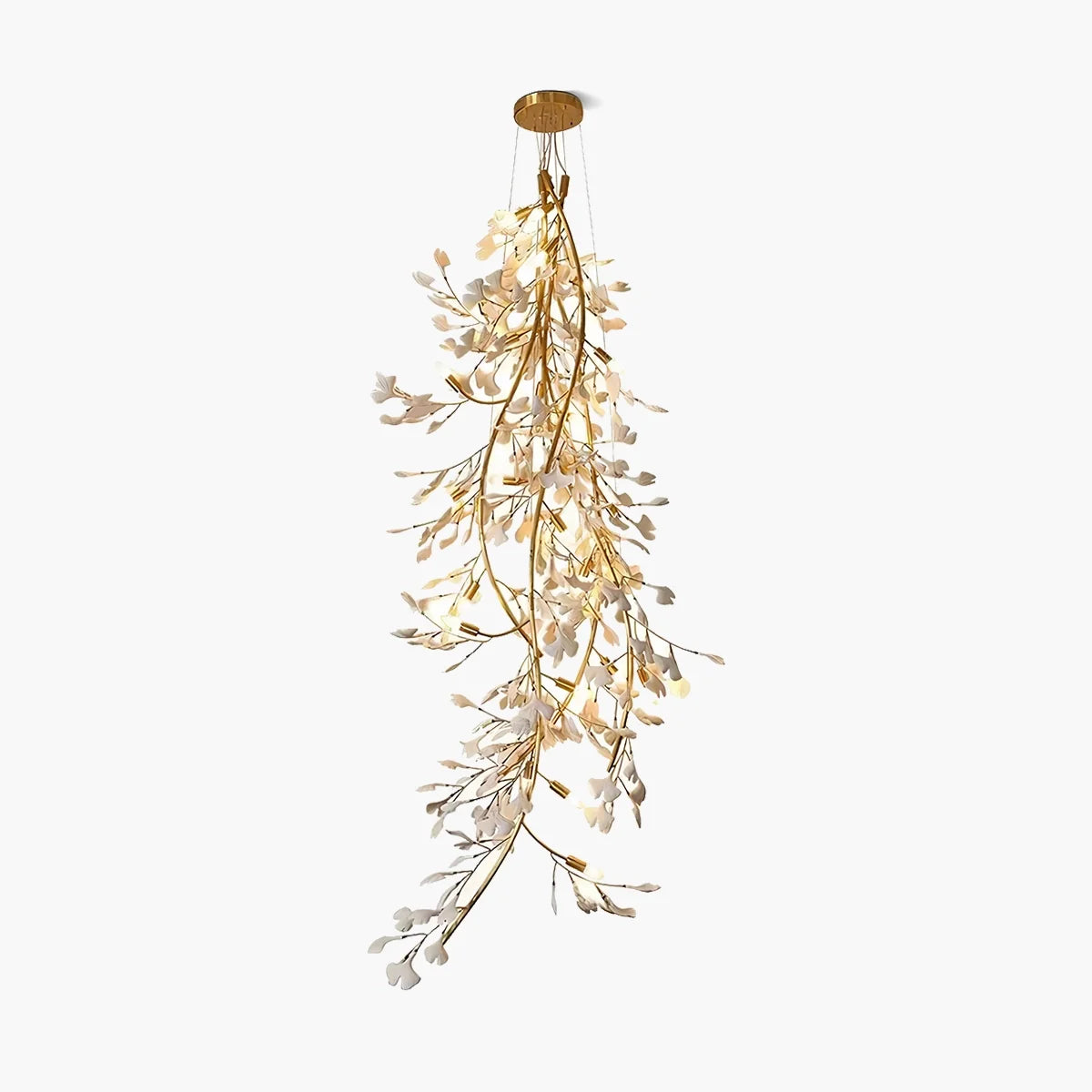 Antizer Gingko Long Branch Chandelier for High Ceiling