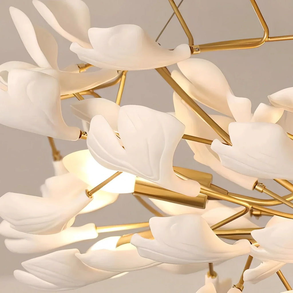 Antizer Gingko Long Branch Chandelier for High Ceiling