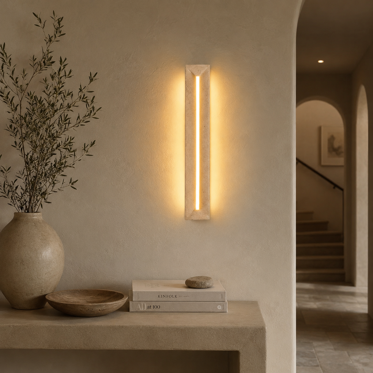 Apsu Travertine Wall Lamp