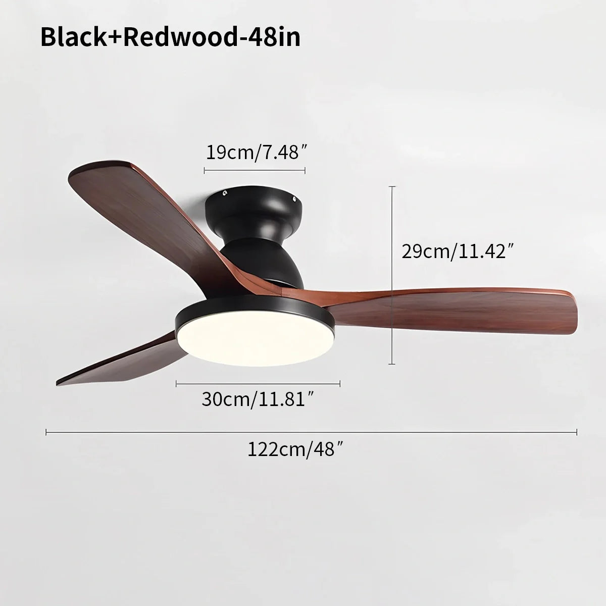 Vintage 3-leaf Wood Ceiling Fan Lamp