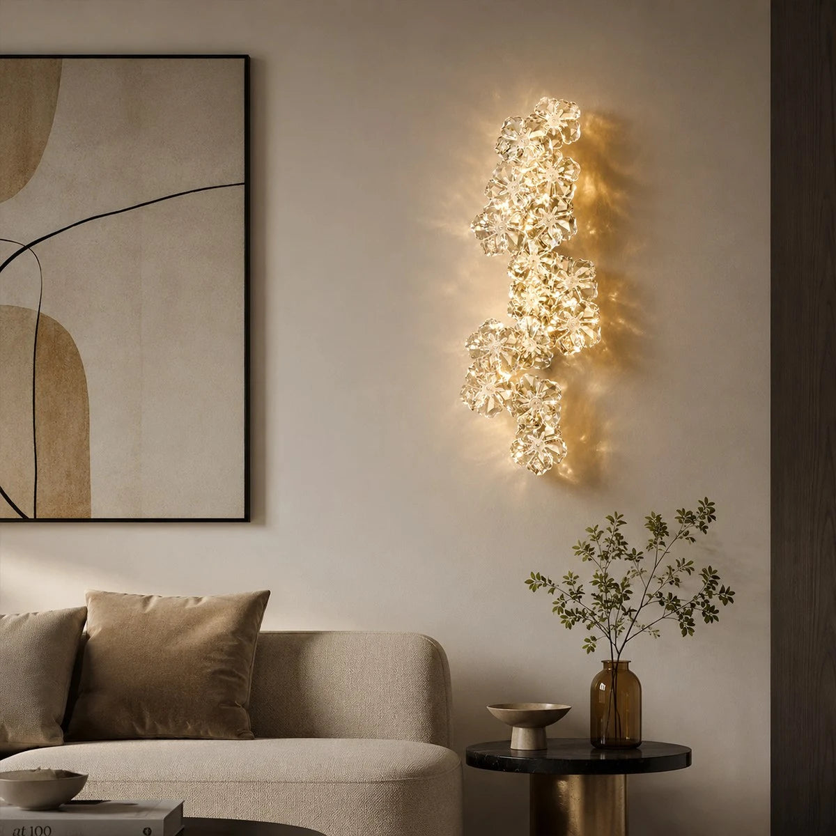 Crystal Flower Shaped Wall Lamp