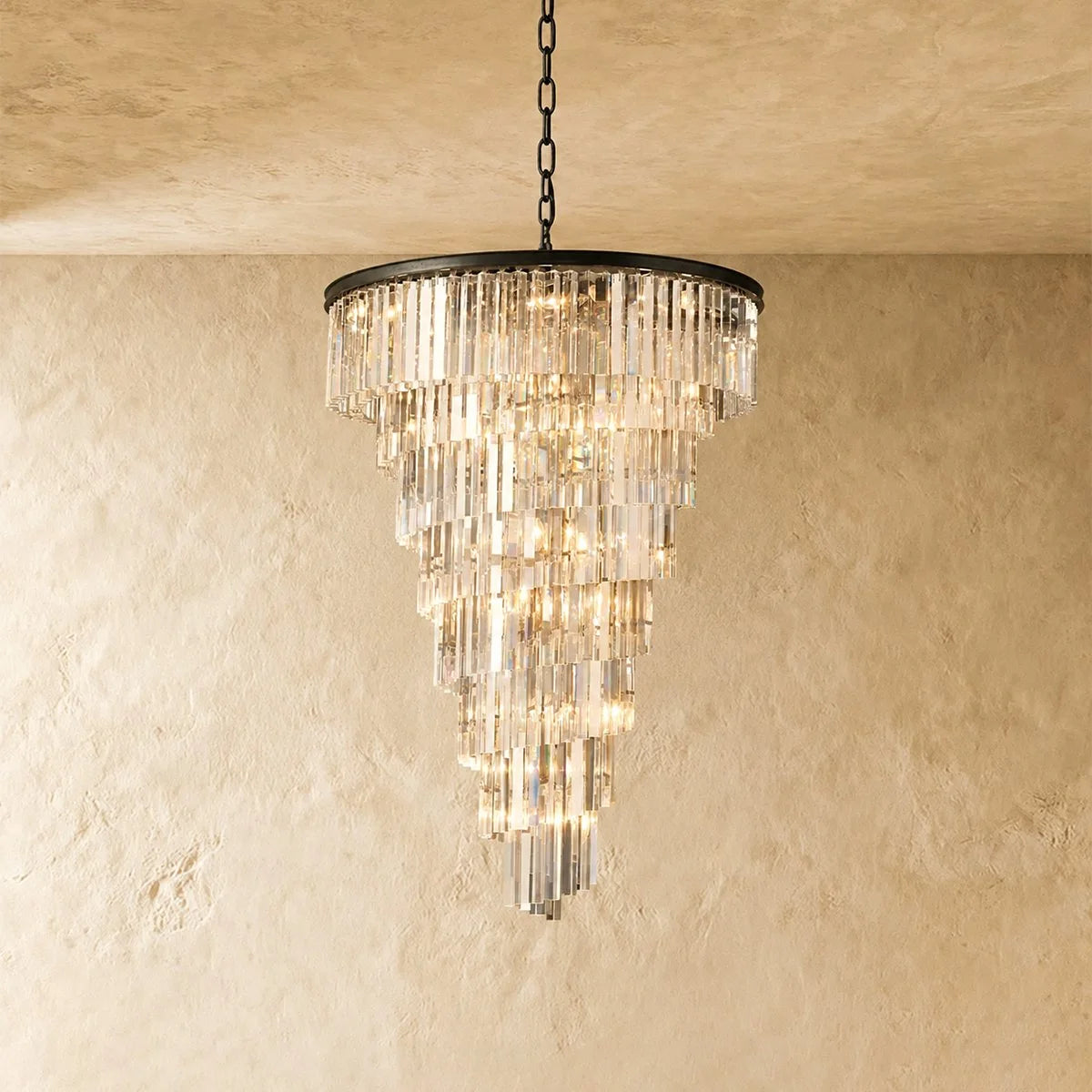 Crystal Prism Cascading Chandelier - Helix
