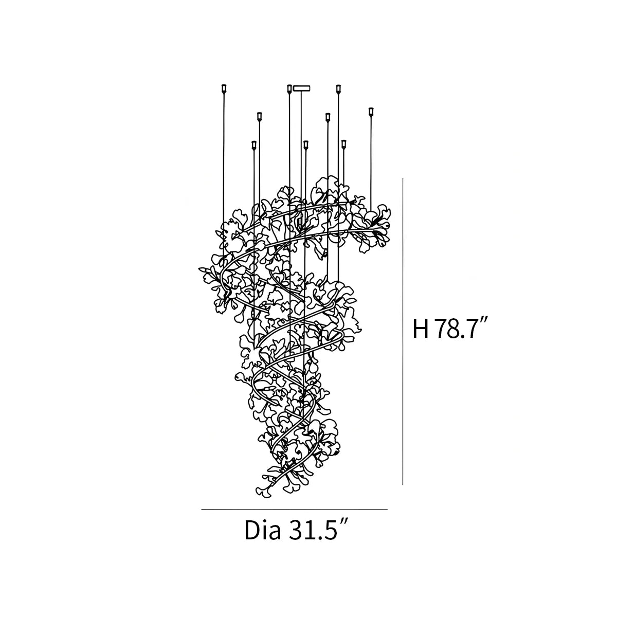 Antizer Gingko Chandelier Q for High Ceiling