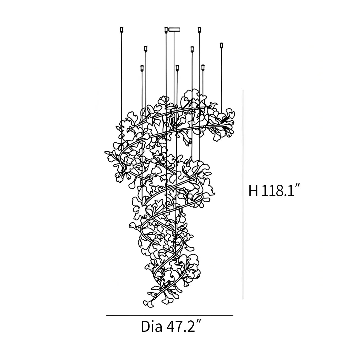 Antizer Gingko Chandelier Q for High Ceiling