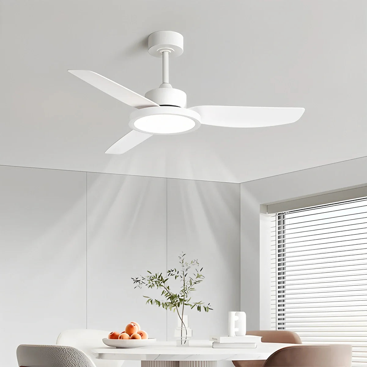 Modern White Ceiling Fans with Lights and Remote