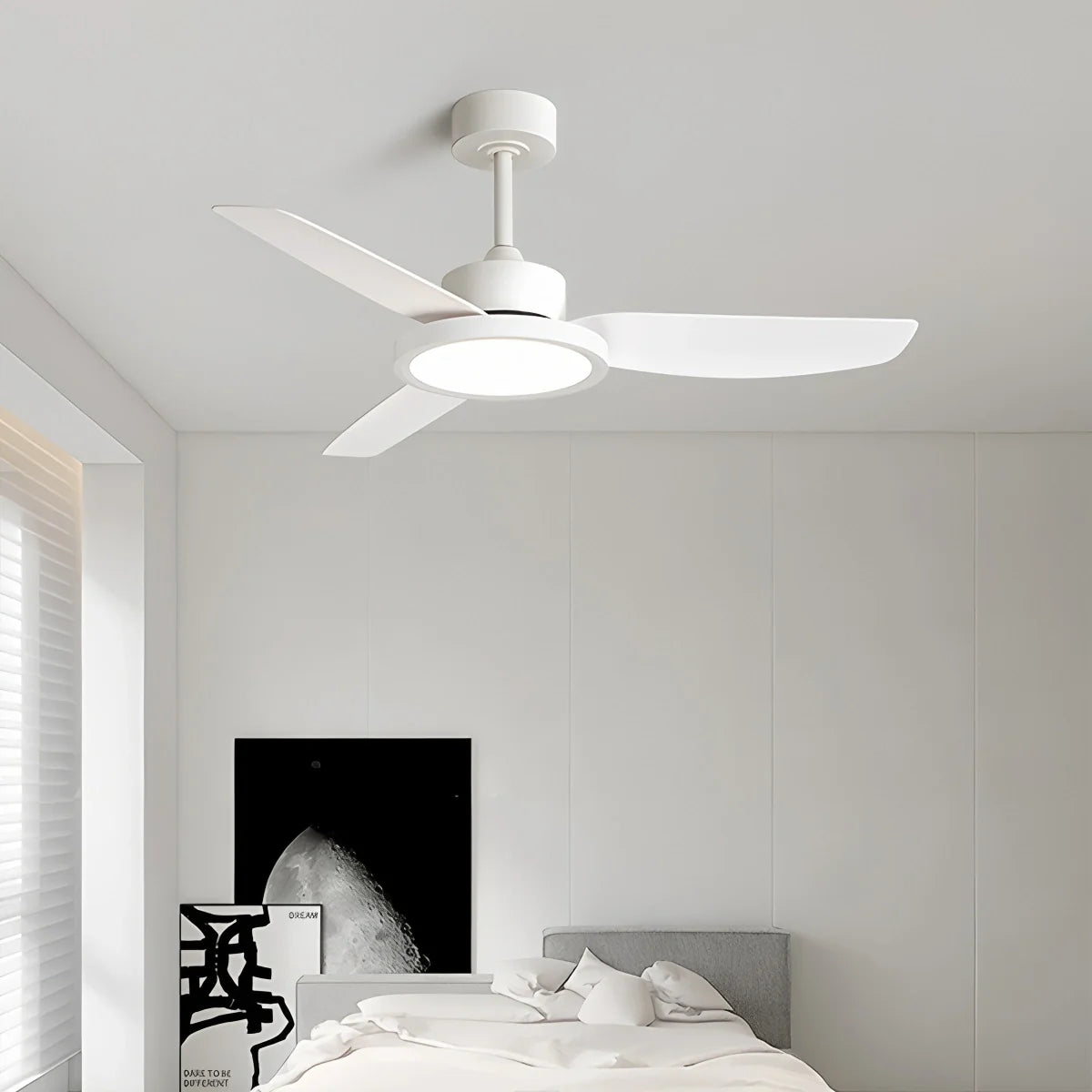 Modern White Ceiling Fans with Lights and Remote