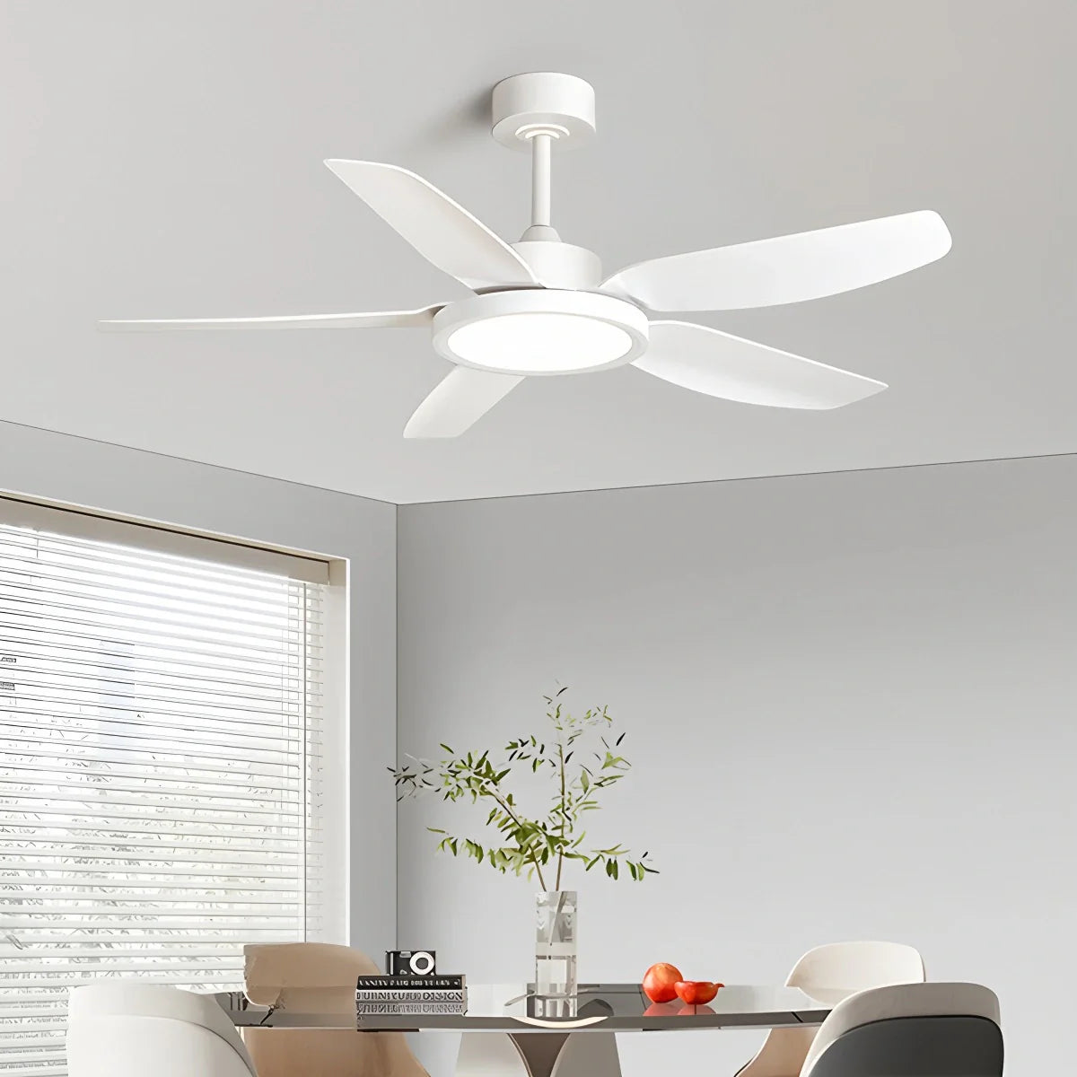 Modern White Ceiling Fans with Lights and Remote