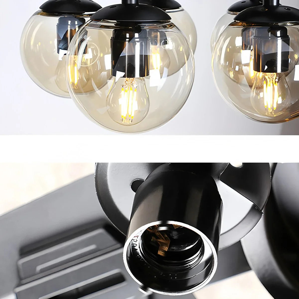 American Retro Glass Globe Ceiling Fan Light